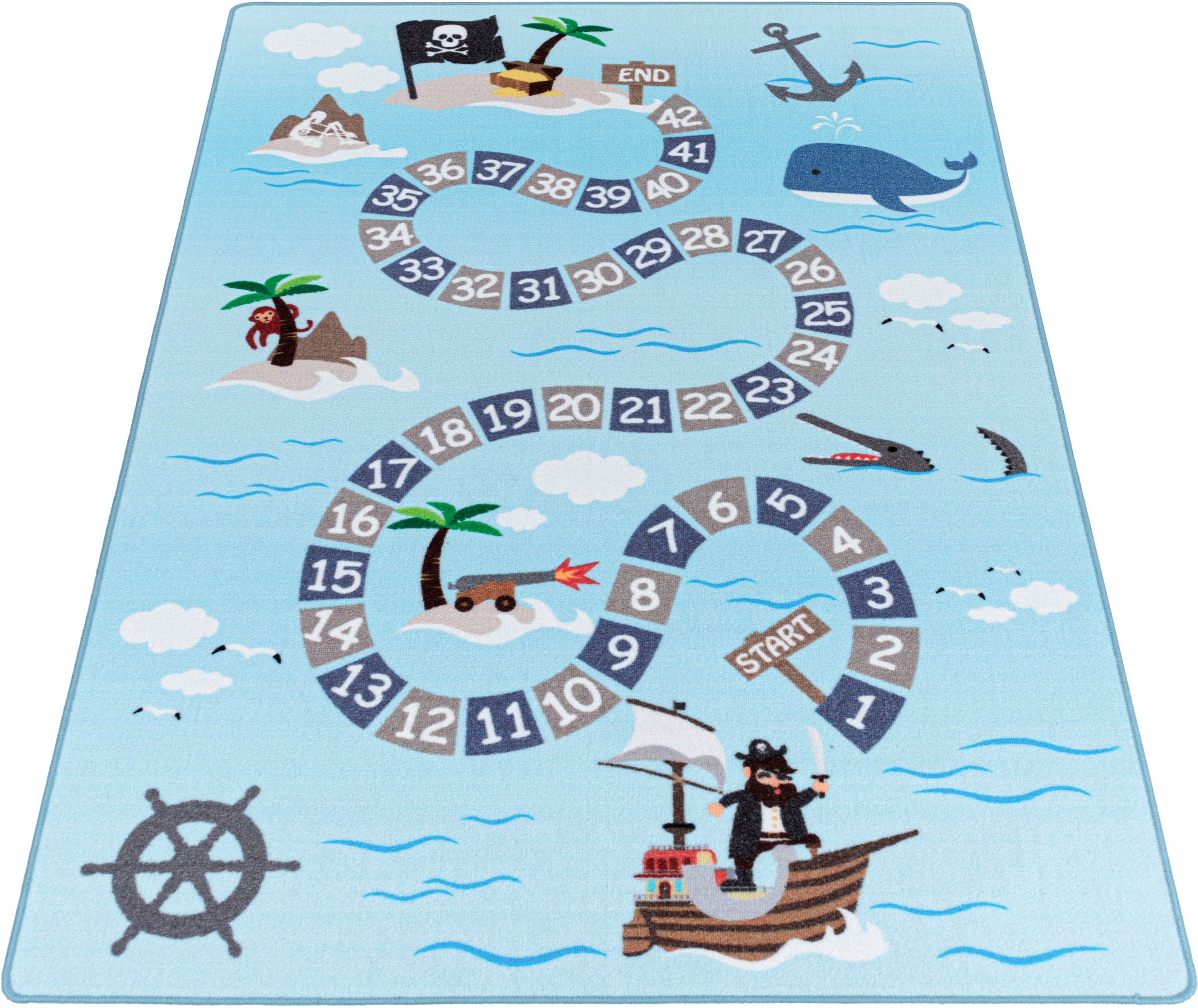 Image of Ayyildiz Teppiche Kinderteppich »PLAY«, rechteckig, 6 mm Höhe, robuster Kurzflor,Pirat, Zahlen Spiele Teppich,Kinderzimmer bei Ackermann Versand Schweiz