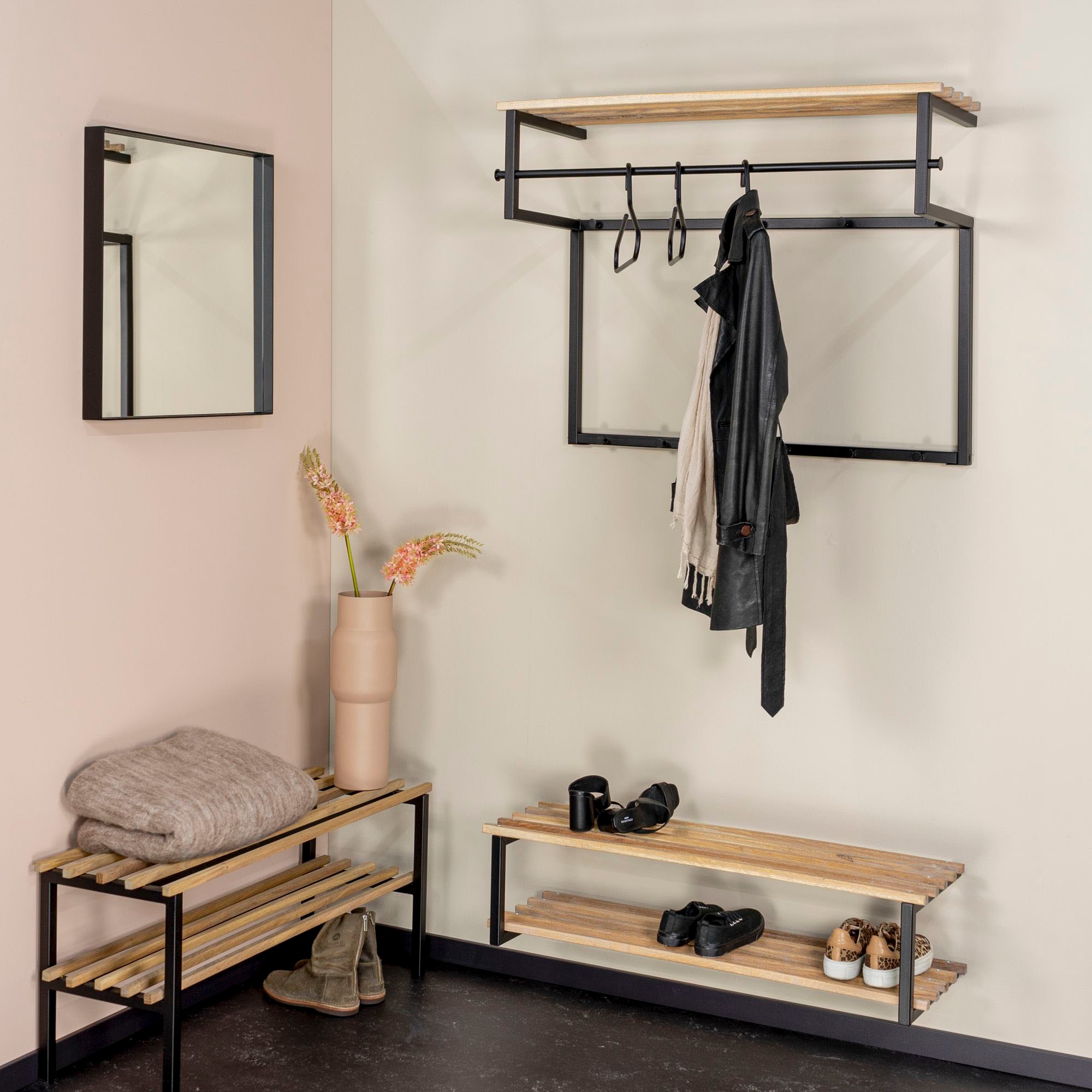 Spinder Design Garderobenleiste Metall, Breite 100 cm, Familien-Garderobe, 11 Haken