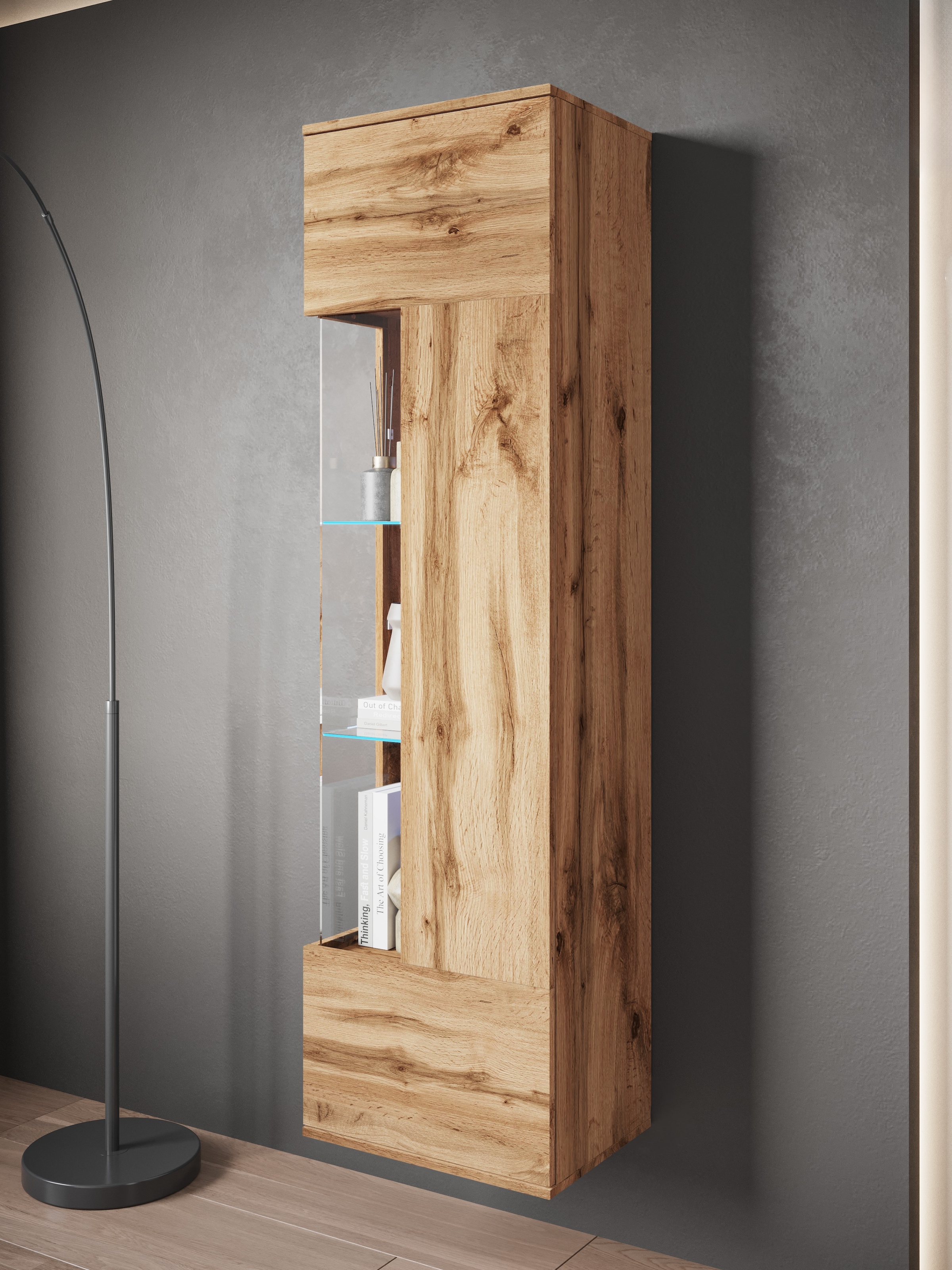GOODproduct Vitrine »Kenia, stehend und hängend, Türanschlag wechselbar« 1 Stk. tlg. Vitrineschrank mit Glastüren 160 cm Höhe