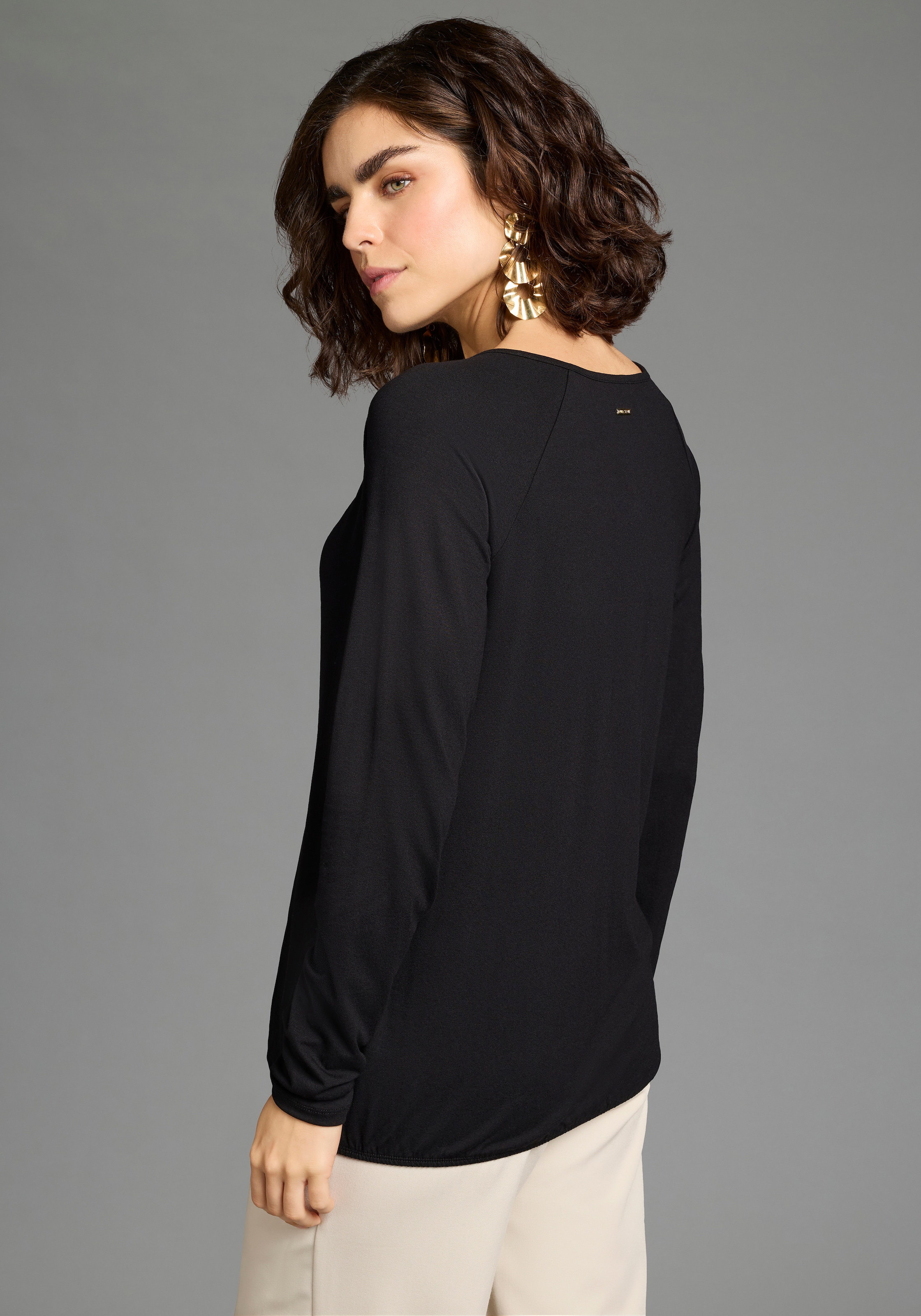 Laura Scott T-shirt à manches longues mit Schmuckelement, elastischer Bund