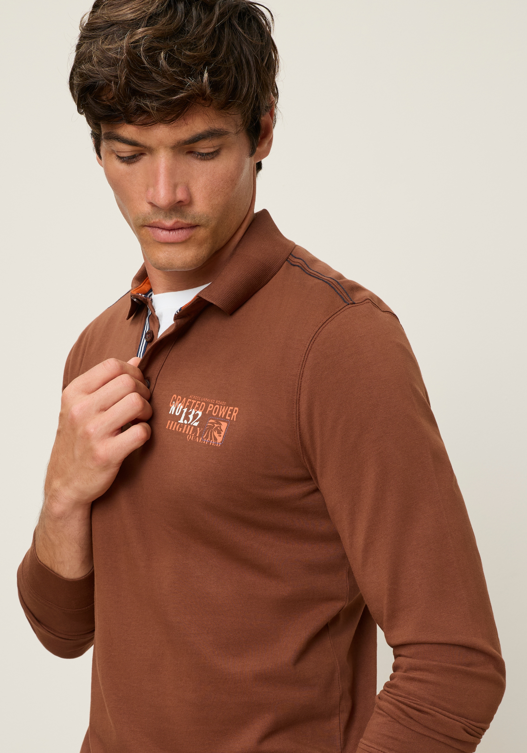 Man's World Polo coupe normale, manches longues, look classique