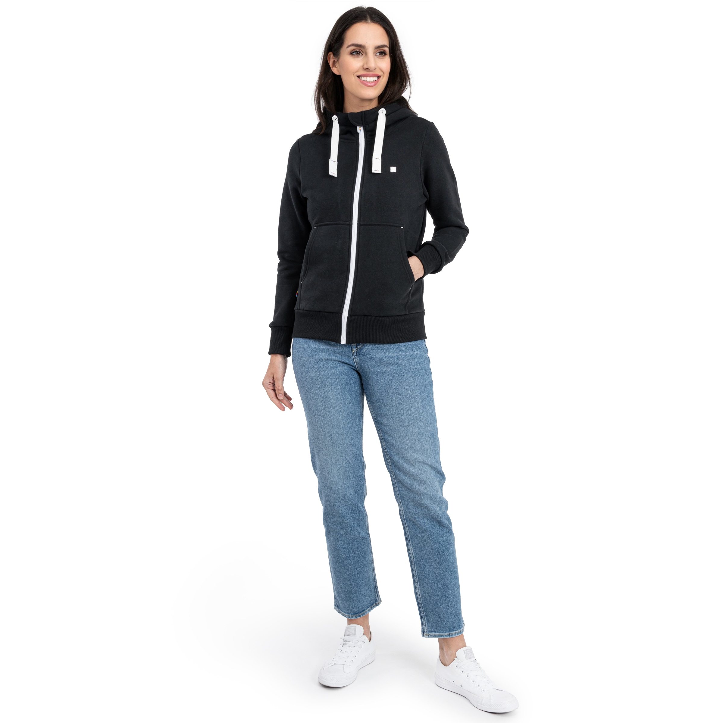 DEPROC Active Kapuzensweatjacke »FinjaCMYK II«, weiche Fleecejacke mit Kängurutasche