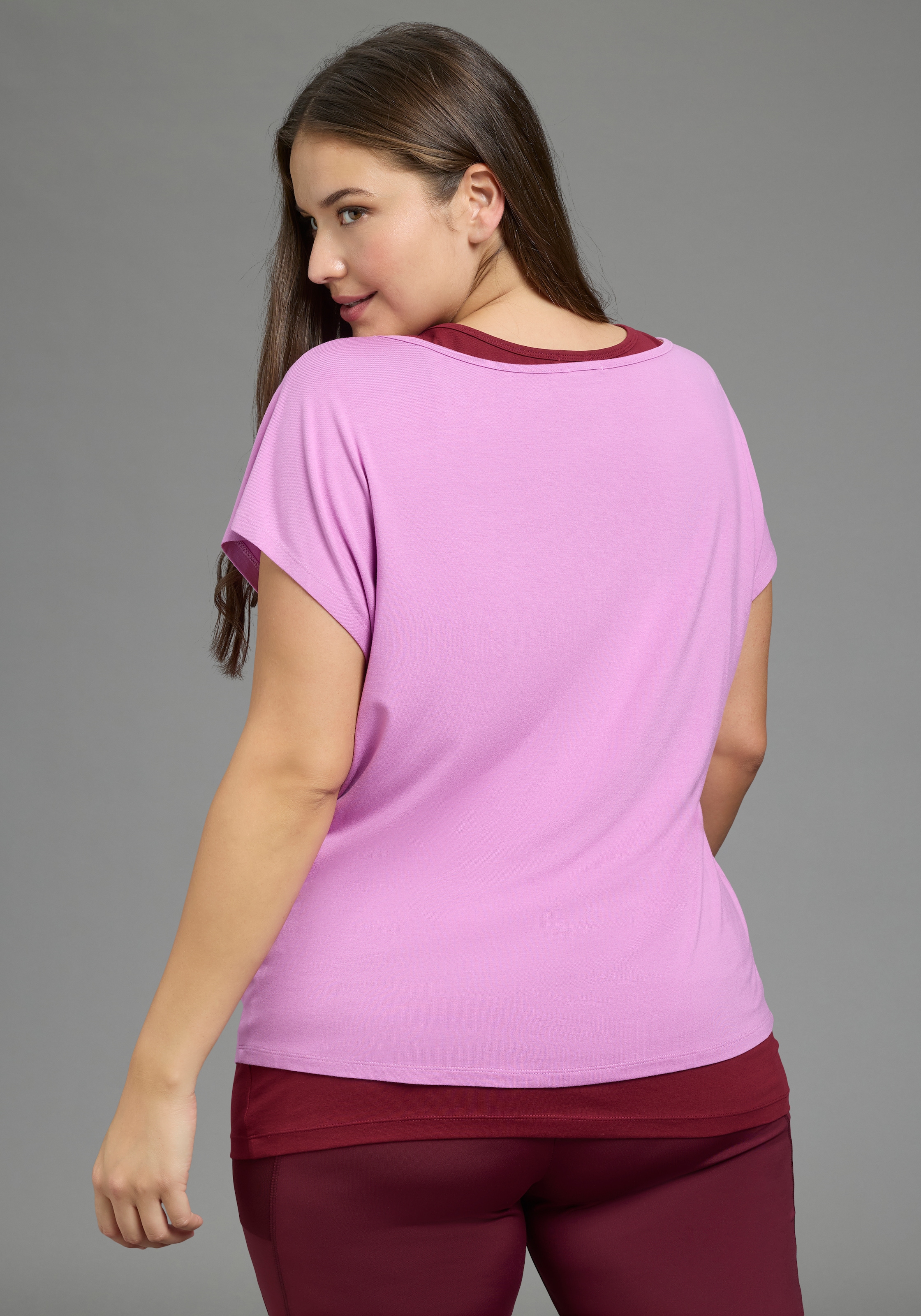 Laura Scott CURVE Yoga & Relax Shirt »Grosse Grössen« Set, 2,  im 2er-Set, mit Rundhalsausschnitt, aus Jersey, unifarben