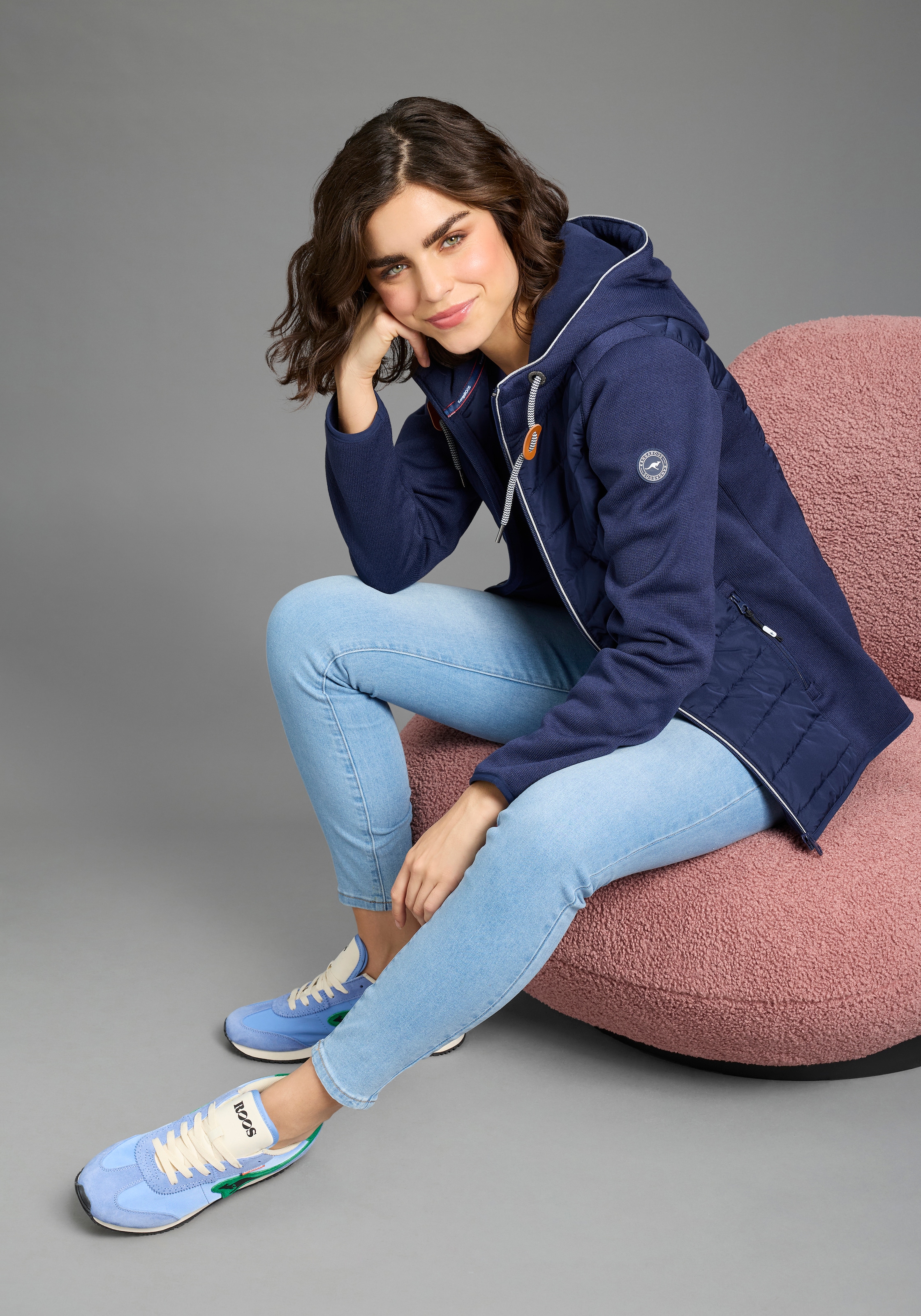 KangaROOS Hybridjacke mit Kapuze Übergangsjacke mit Kapuze Reissverschlusstaschen