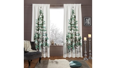 ♕ my home Vorhang »Xmas Tree W/LED«, (1 St.), Blickdicht, Tannenbaum,  weihnachtlich, HxB: 230x140, 15 LED-Lichter versandkostenfrei auf