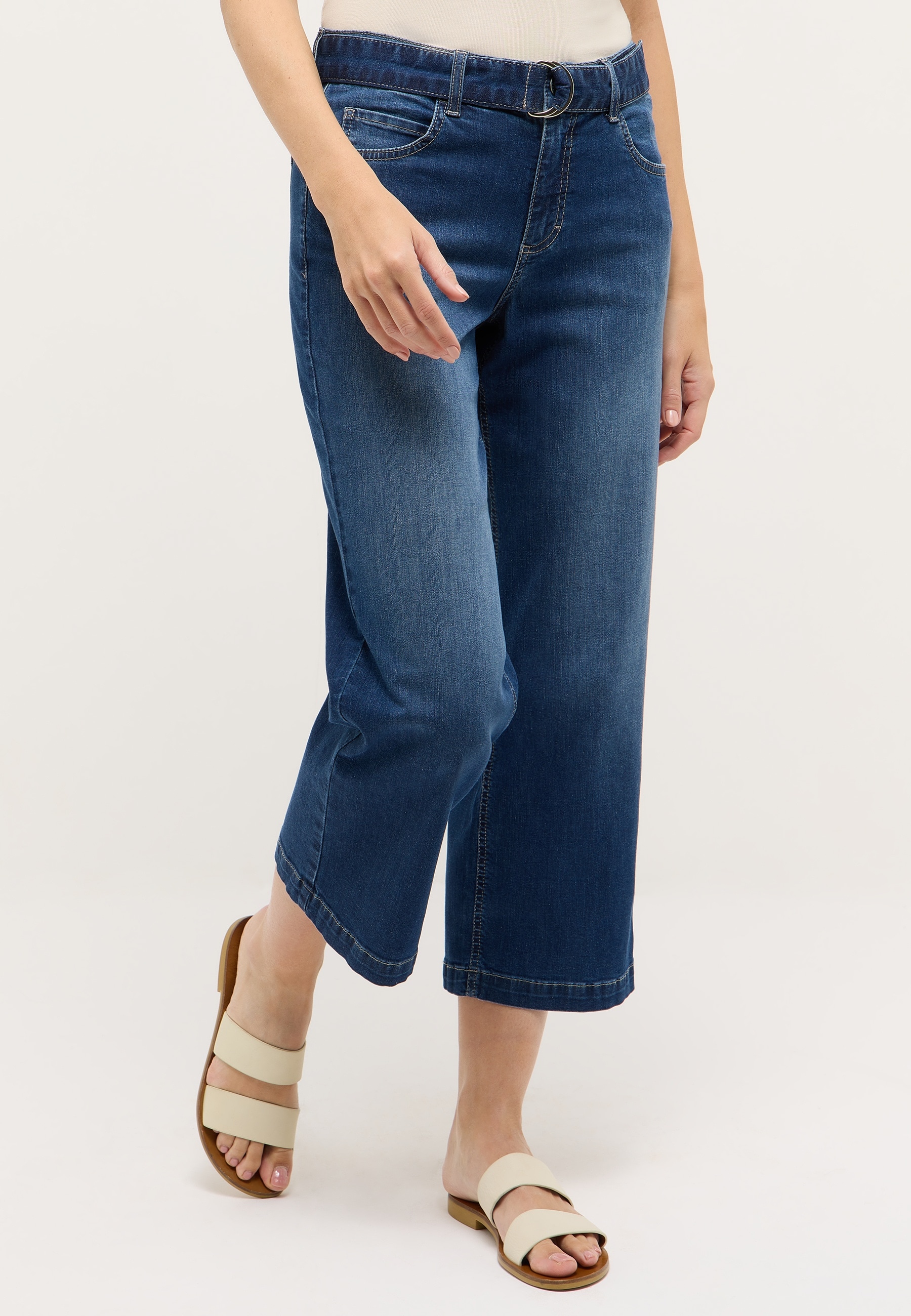 Image of ANGELS 7/8-Jeans "Linn City" Culotte im Relaxed Fit, mit Gürtel