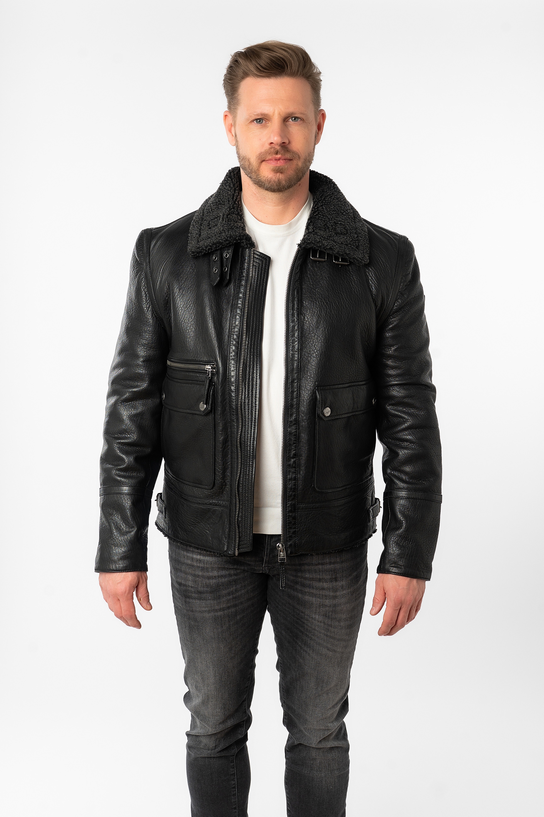 Image of Mauritius Lederjacke "MMCeylor" mit Umlegekragen