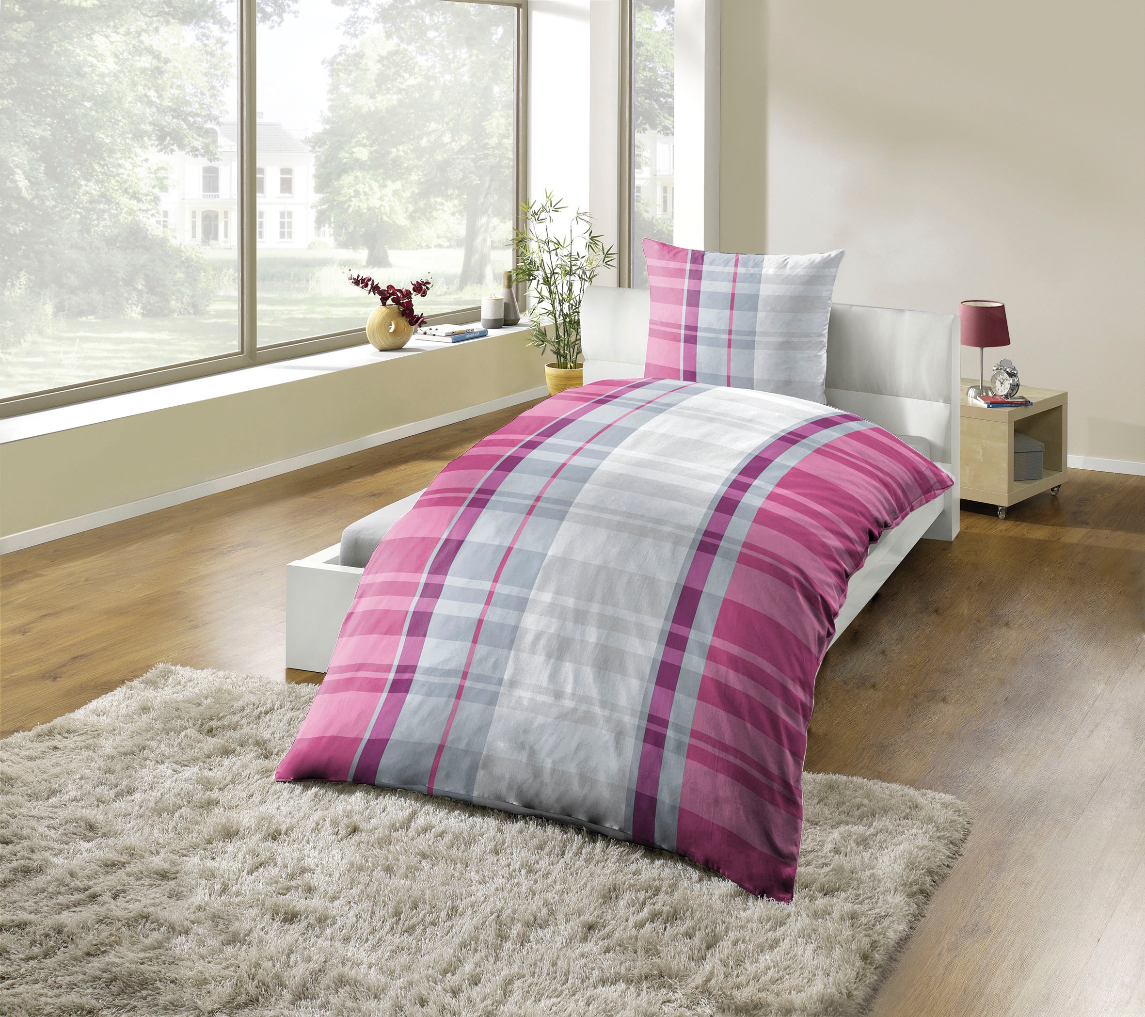 Image of KiNZLER Bettwäsche "Bettwäsche Polycotton Flanell Bettwäsche" 2 Stk. besonders weich, verschiedene Karo Muster