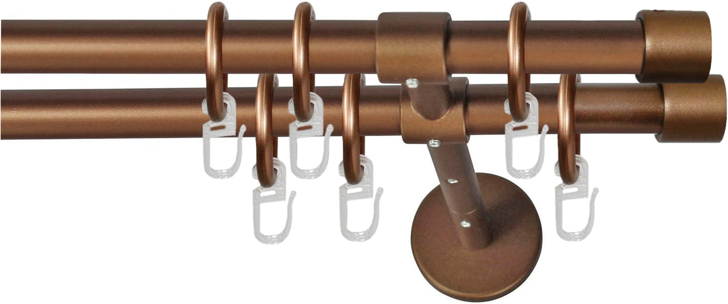 Image of GARESA Gardinenstange "RUSTIKA" Ø 16 mm 2 läufig-läufig Wunschmasslänge rustikale Vorhanggarnitur, verlängerbar, m. Ringe, Endkappe