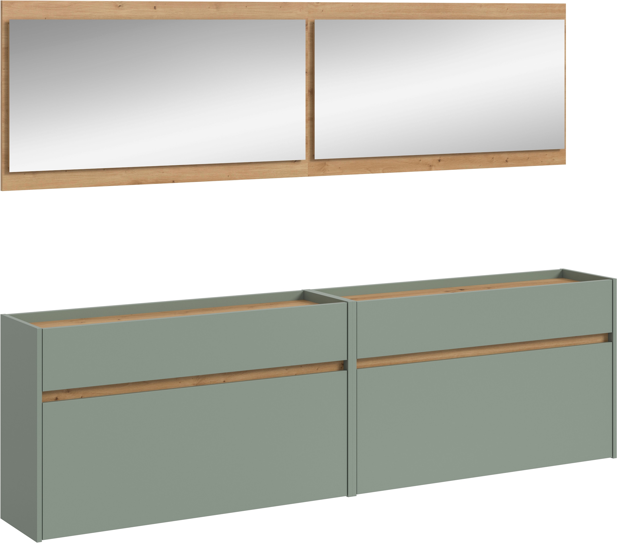 Image of Home affaire Garderoben-Set "EVRID, 4-teilig, Breite 220 cm, individuell hängbar & erweiterbar" best. aus: 2x Kommode und 2x Spiegel, 4 Stk. tlg.
