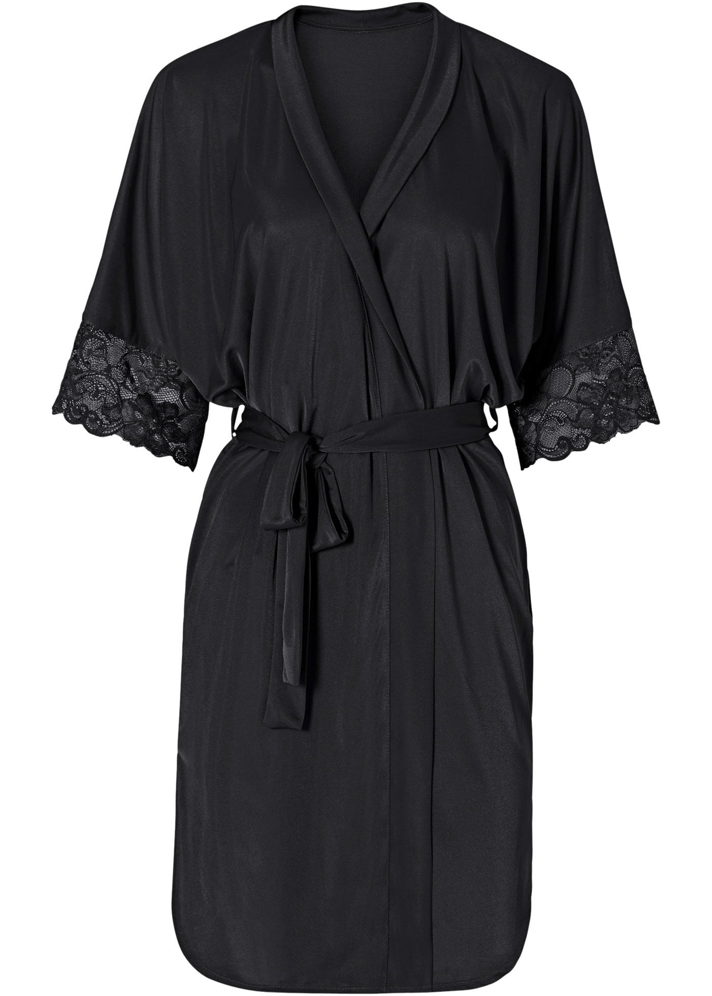 bonprix Kimono Satin Kimono mit Spitze