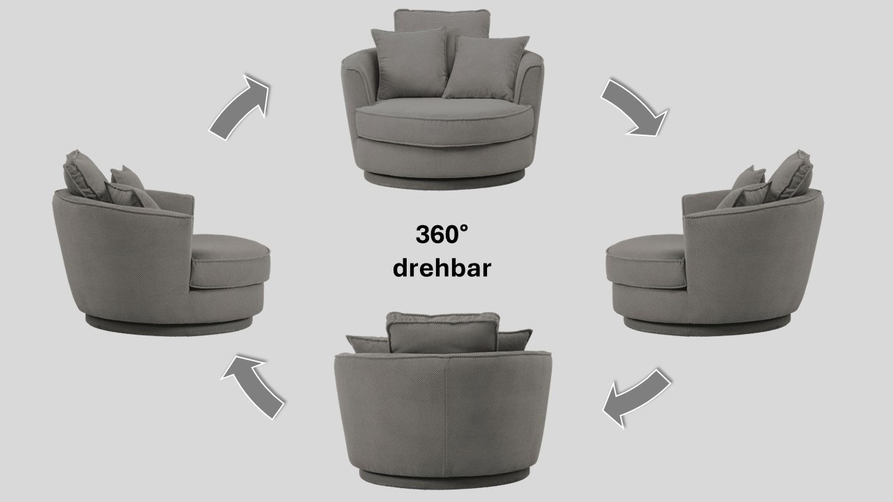 Leonique Drehsessel »MAISIE, Love Seat,Lese-Sessel,Sessel-Set, mit Hocker«, (2 St.), in MEGA CORD und Web-Velours, drehbar 360 Grad mit Hocker