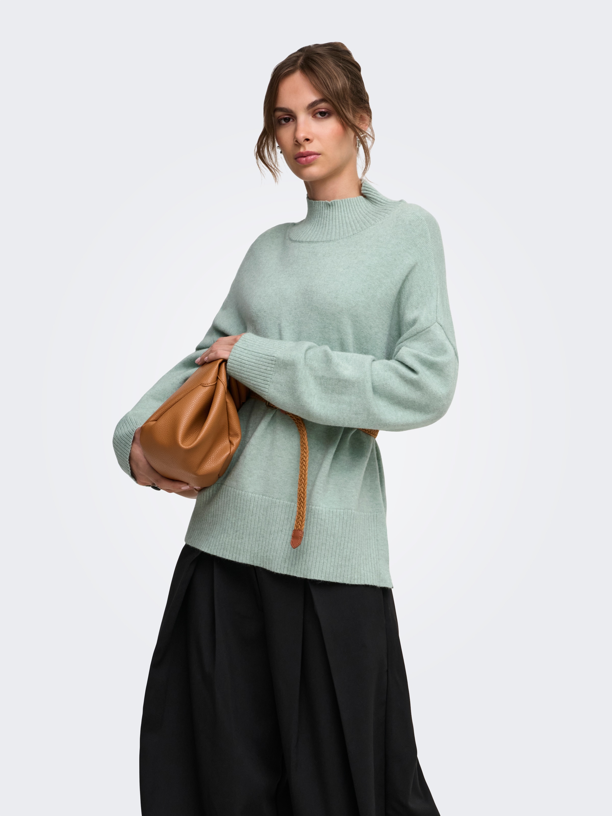 Image of ONLY Strickpullover "ONLMARY LS HIGH NECK SLIT KNT NOOS" Viskosemischung, regular fit