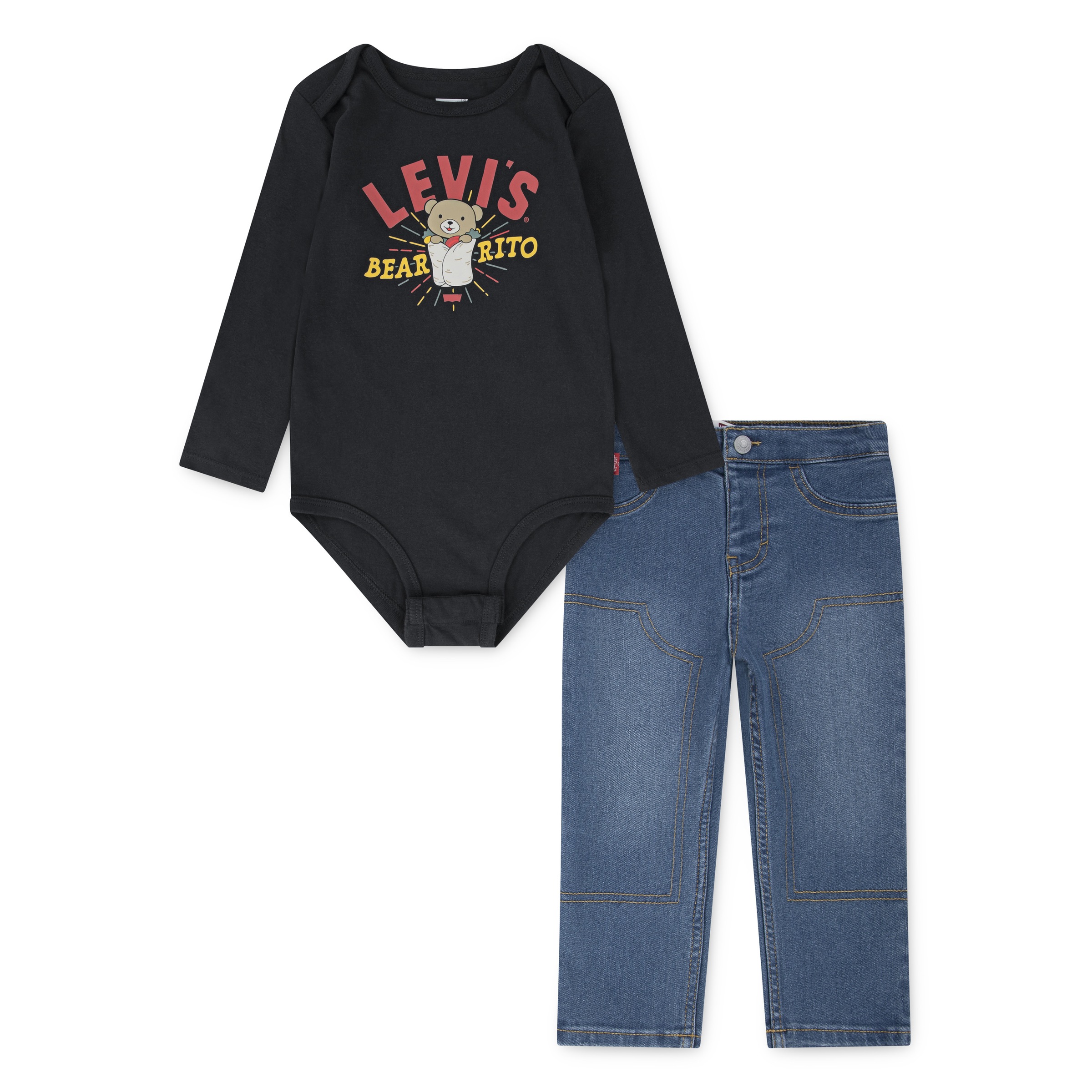 Image of Levis Kids Body & Hose "LVB BEARRITO DENIM SET" Set, 2 Stk. mit lustigem Print