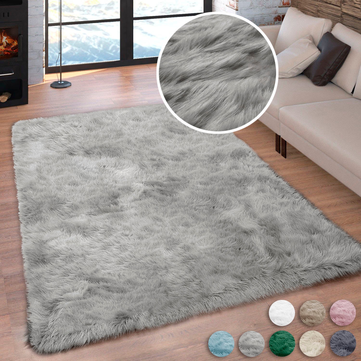 Home affaire Fellteppich »Valeria«, rechteckig, 60 mm Höhe, Kunstfell, besonders weich und flauschig, fussbodenheizungsgeeignet, pflegeleicht, ideale Teppiche für Wohnzimmer, Schlafzimmer und Esszimmer