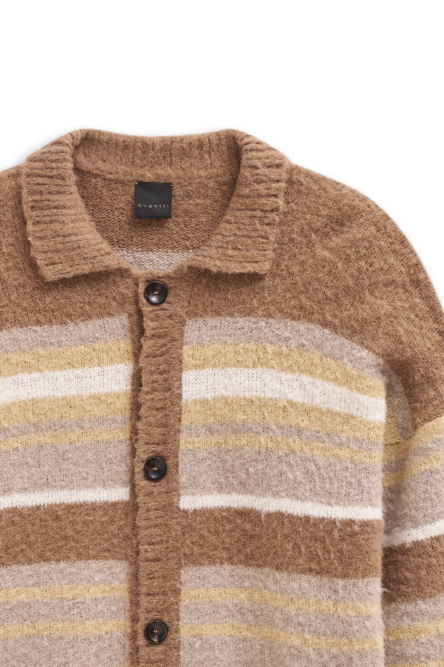 bugatti Cardigan »Regular Fit« gestreift mit Knopfleiste & Kragen