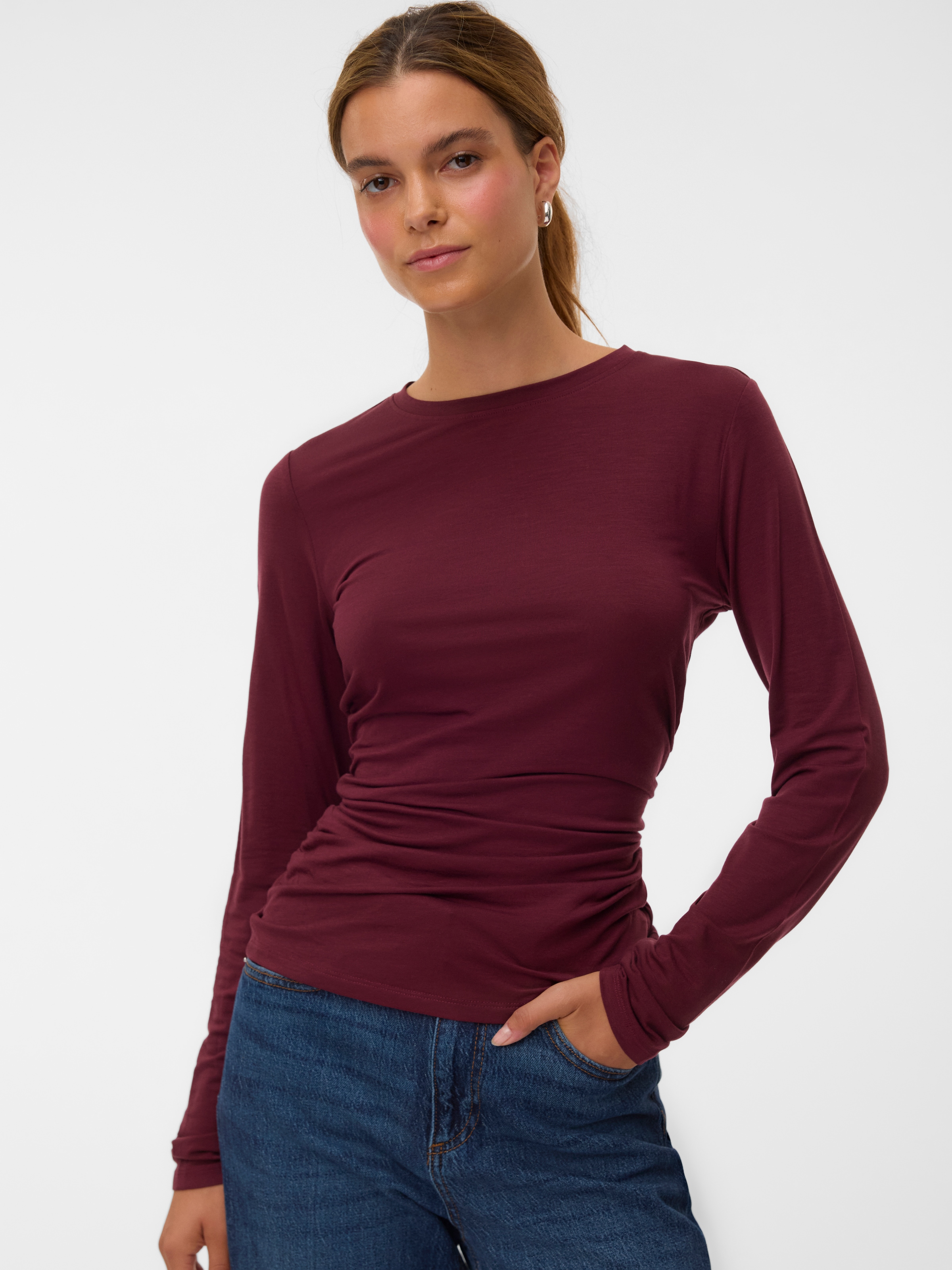Vero Moda Langarmshirt »VMAVA SARAH LS TOP JRS NOOS« Materialmix, regular fit