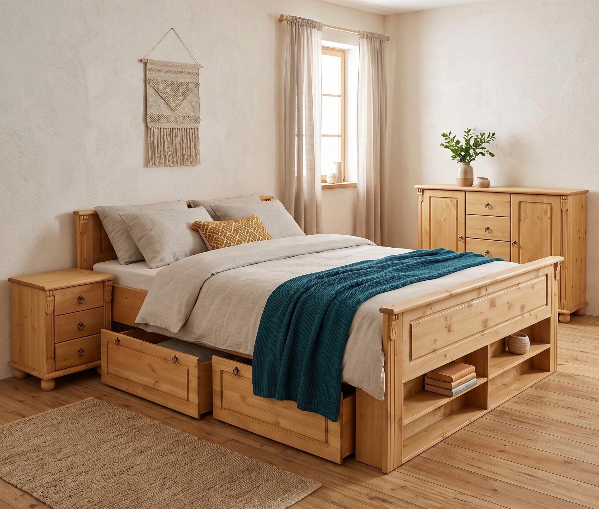 GOODproduct Commode combinée »Tessin; Buffetunterschrank, klassischer Landhausstil« en pin massif certifié FSC®, largeur 128cm