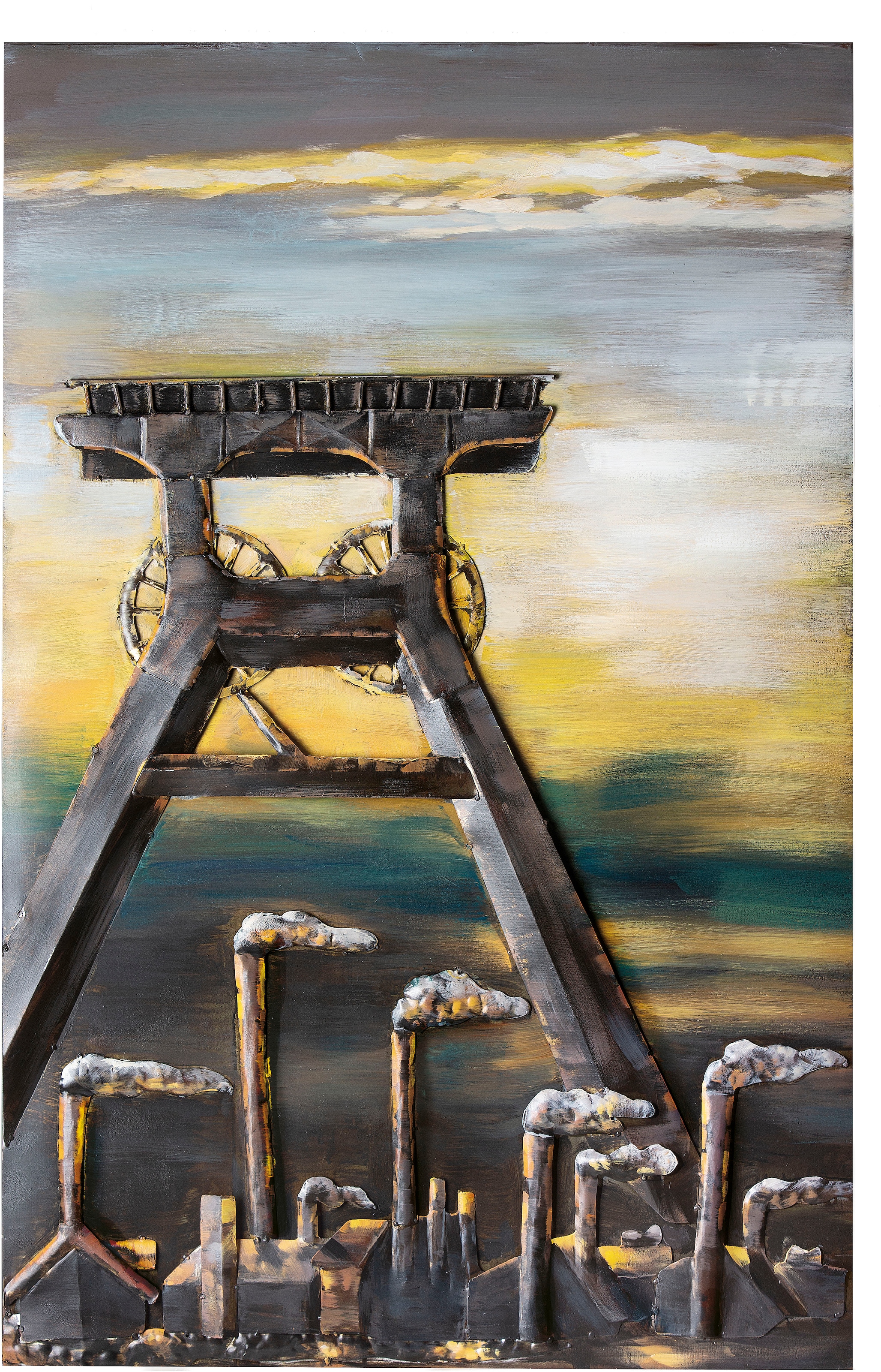 Image of GILDE GALLERY Metallbild "Kunstobjekt Glück Auf" Landschaft 1 Stk. tlg.