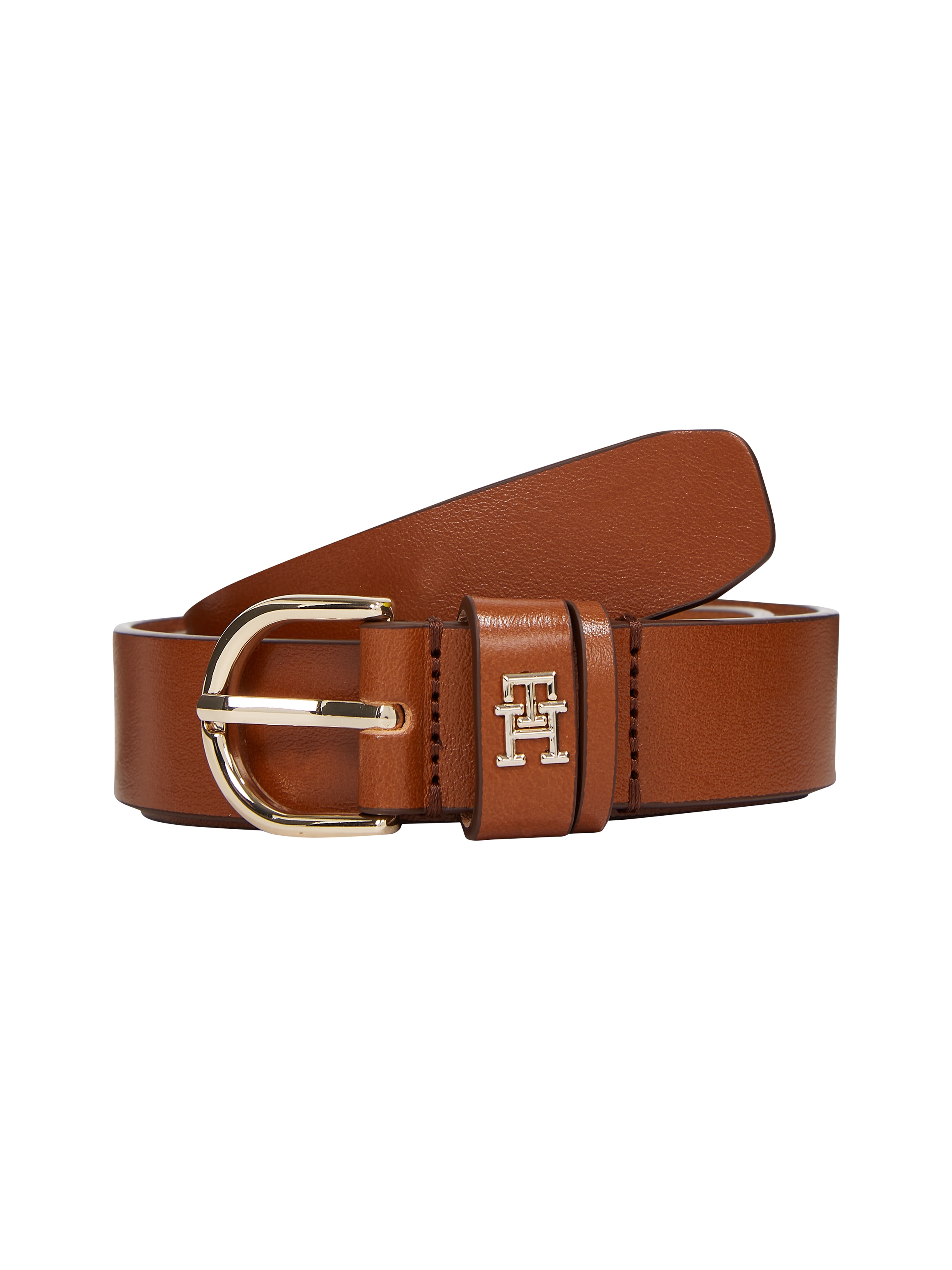 Tommy Hilfiger Ledergürtel »ESSENTIAL EFFORTLESS 2.5 GOLD« Logoemblem, weiche Haptik, ovale Einfachdornschliesse