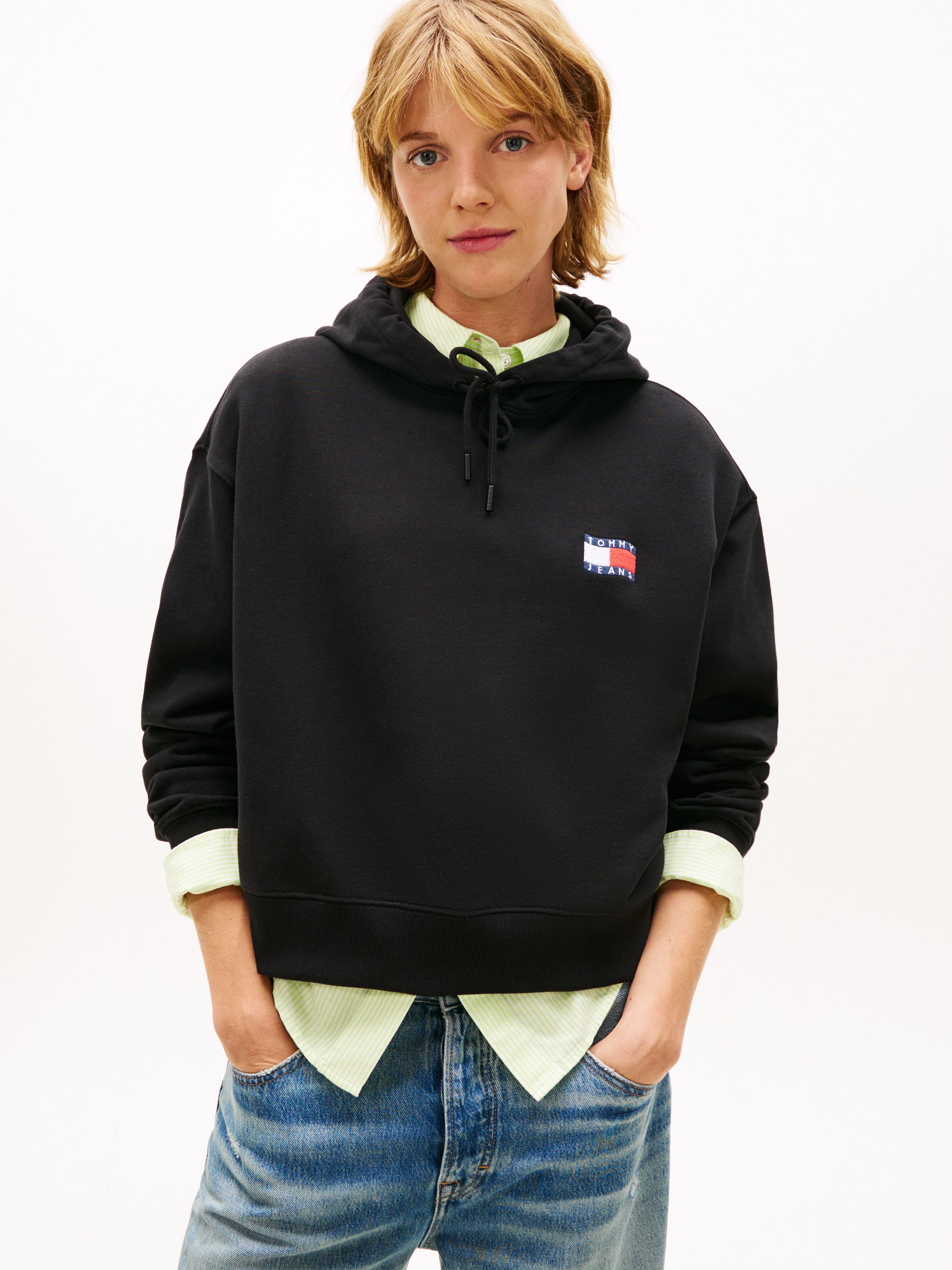 Image of Tommy Jeans Kapuzensweatshirt "TJW RLX SH WAVY FLAG HOODIE", im Relaxed Fit, Baumwoll-Qualität