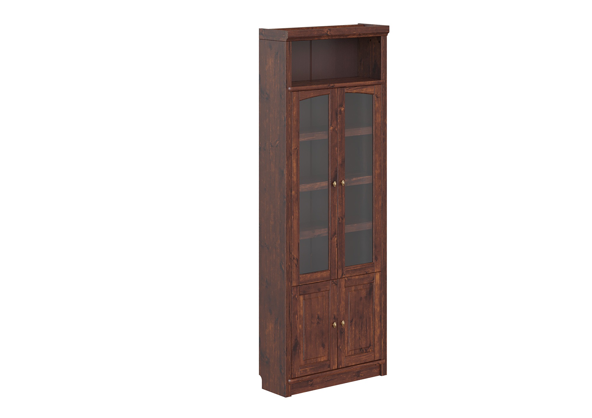 Image of GOODproduct Vitrine "Soeren Regal mit 2 Glastüren und 2 Holztüren, B/TH: 80/29/220 cm" Kiefer FSC-zertifiziert, 1 offenes Fach, 6 Fächer hinter den Türen