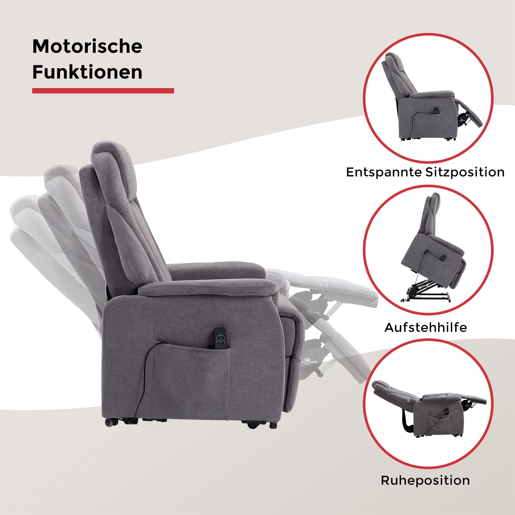 Duo Collection Fauteuil TV »Toronto XXL mit elektrischer Aufstehhilfe und Relaxfunktion« supporte jusqu'à 150kg, ressorts ensachés, suspension sur axes en acier