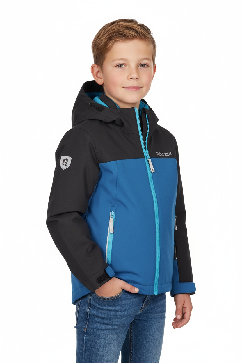 Image of TROLLKIDS Regenjacke "KIDS TELEMARK JACKET" für sportliche Aktivitäten, wasserdicht, mit Mesh-Innenfutter