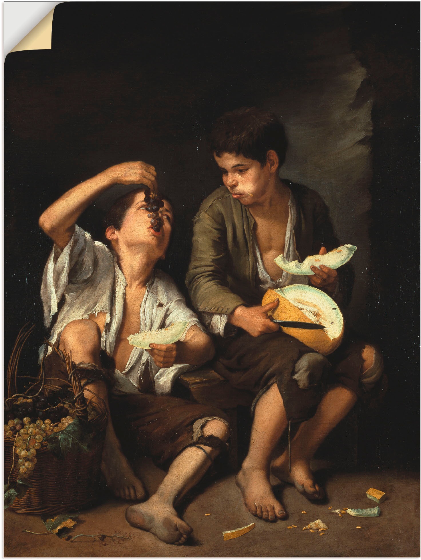 Image of Artland Wandbild »Trauben- und Melonenesser. 1645/46«, Kind, (1 St.), in vielen Grössen & Produktarten -Leinwandbild, Poster, Wandaufkleber / Wandtattoo auch für Badezimmer geeignet bei Ackermann Versand Schweiz