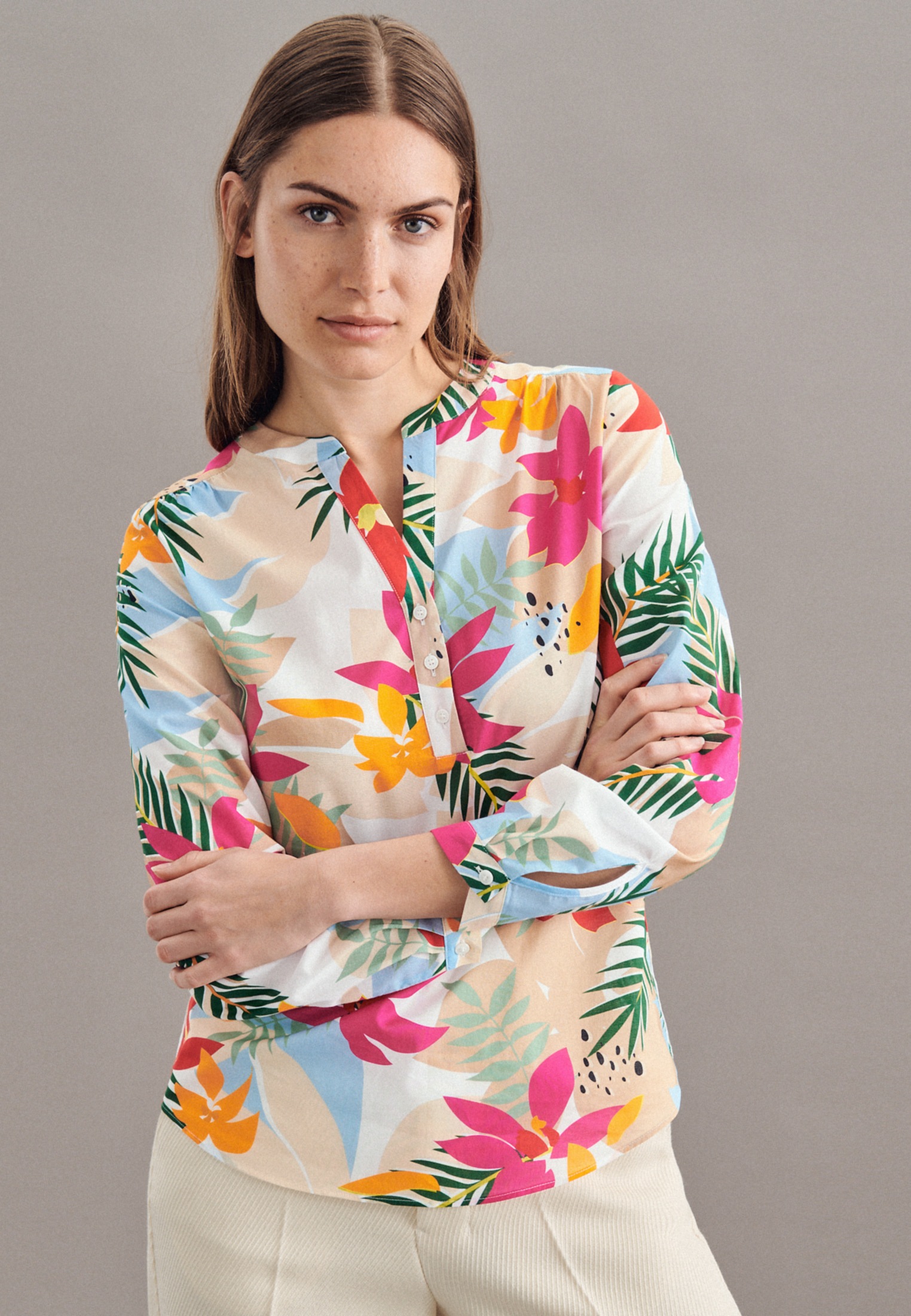 Image of seidensticker Schlupfbluse »Schwarze Rose«, Langarm V-Neck Druck bei Ackermann Versand Schweiz