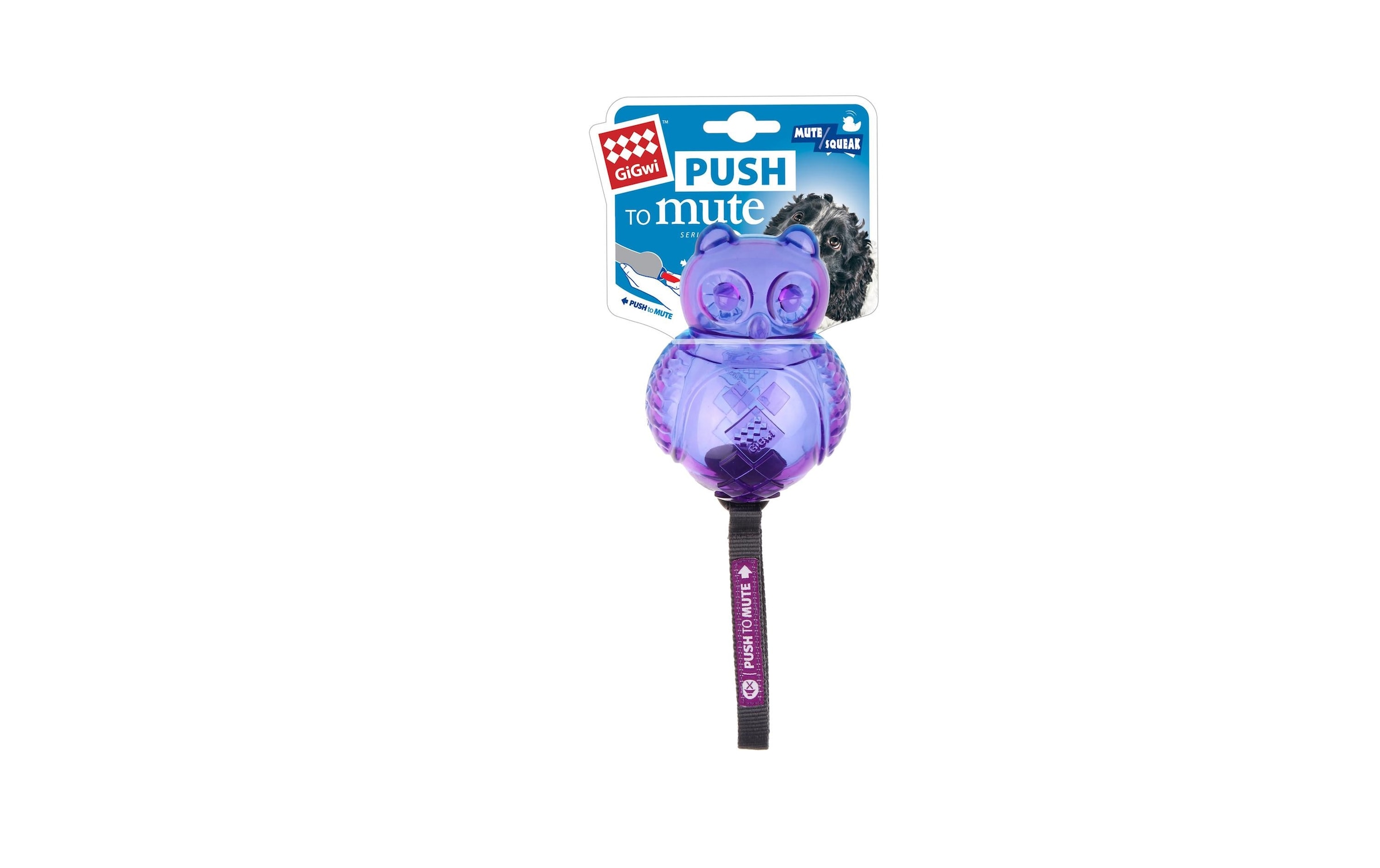 GiGwi Tier-Beschäftigungsspielzeug »Push to mute, Eule, Violett/Blau«, Kunststoff