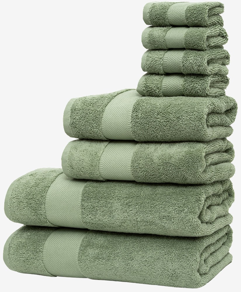 Wolkenfeld Handtuch Set »Premium Low-Twist Baumwolle 550 g/m² – 8-teilig mit Waschlappen« 8 tlg. Frottier 2 Badetücher, 2 Handtücher gross & 4 Waschlappen