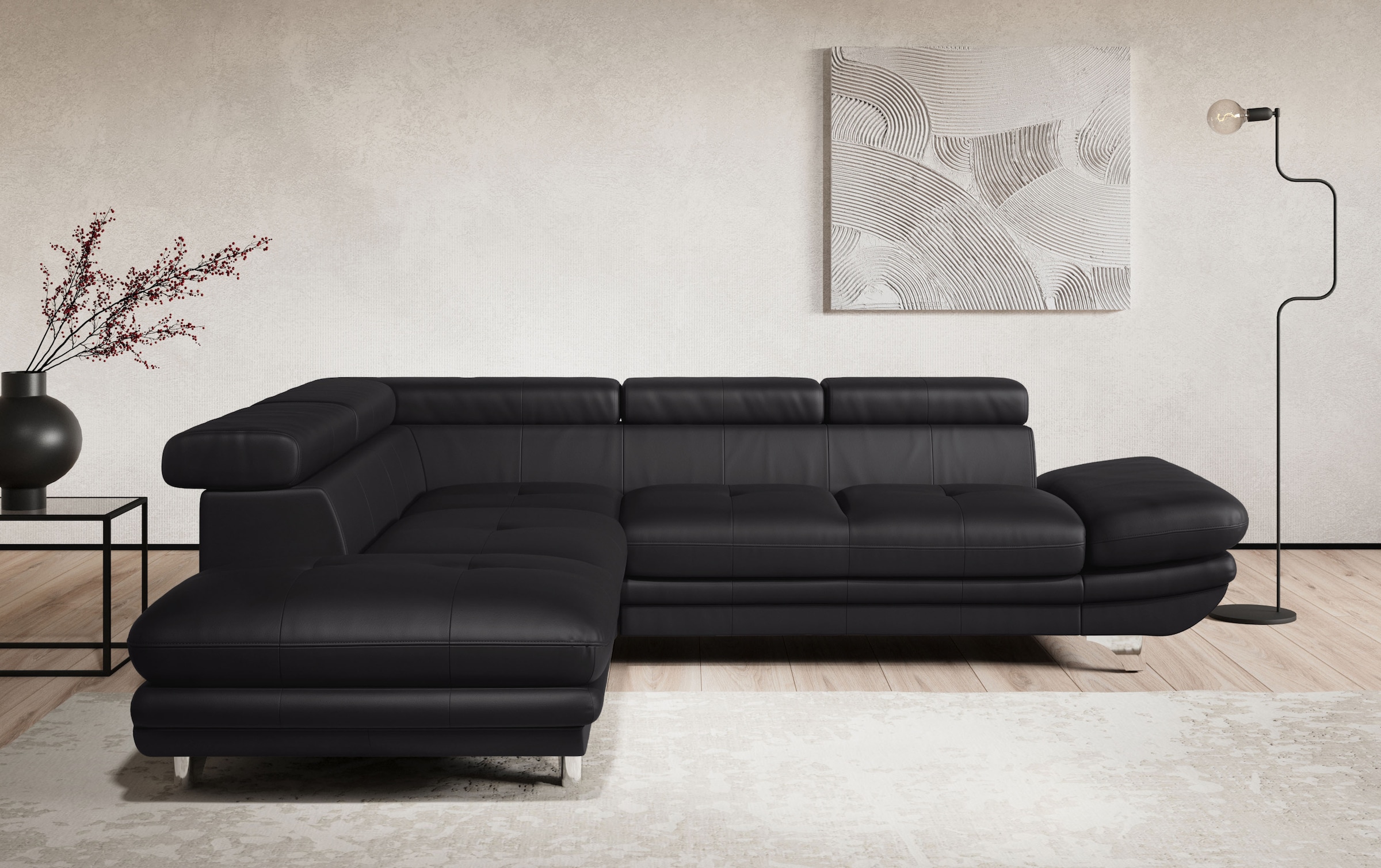 COTTA Canapé d'angle »Enterprise L-Form, B: 277 cm« réglage des accoudoirs et de la tête, fonction couchage optionnelle