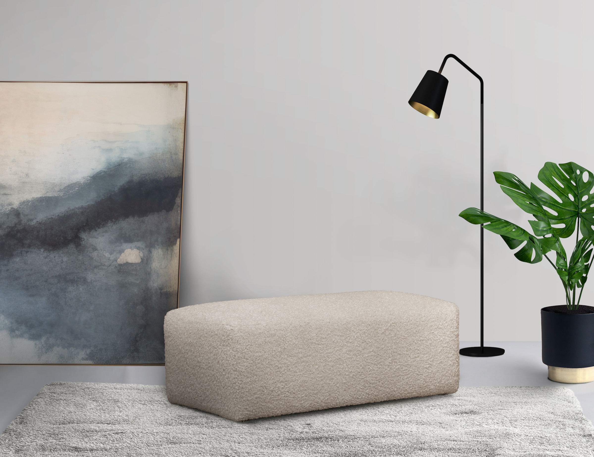 LeGer Home by Lena Gercke Polsterhocker »YANI Sitzhocker mit Wellenunterfederung, Masse B/T/H: 126/65/46 cm«, grosser Hocker passend zur Serie Yani, in hochwertiger Verarbeitung