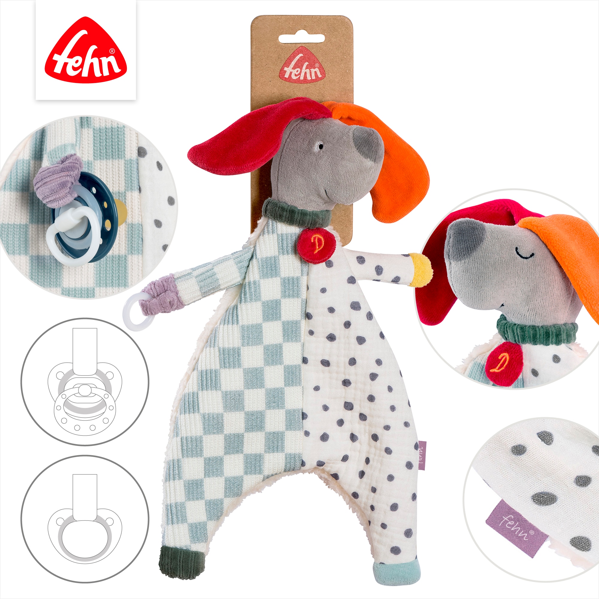 Fehn Doudou »Schmusetuch Hund Dotty« contient du coton bio