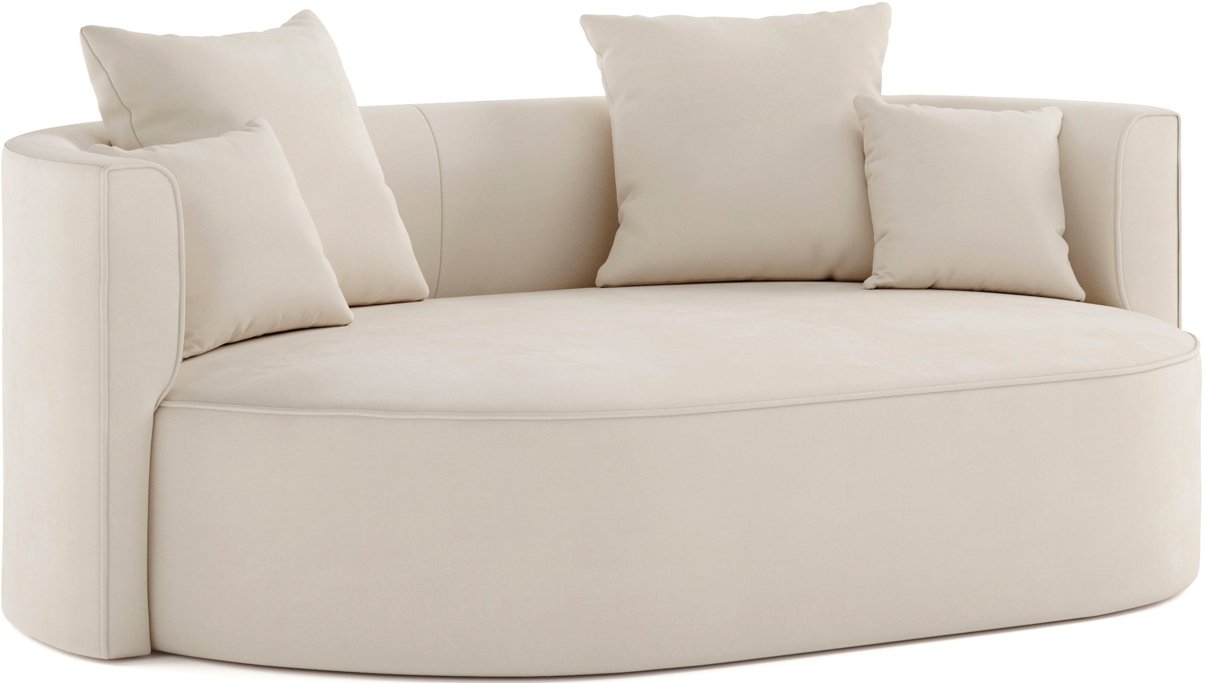 LeGer Home by Lena Gercke 2,5-Sitzer »ISALIE, rundes Loungesofa, mit Kissen, perfekt gepolstert«, moderne Stoffe, mit 4 Zierkissen, extra grosse Sitzfläche