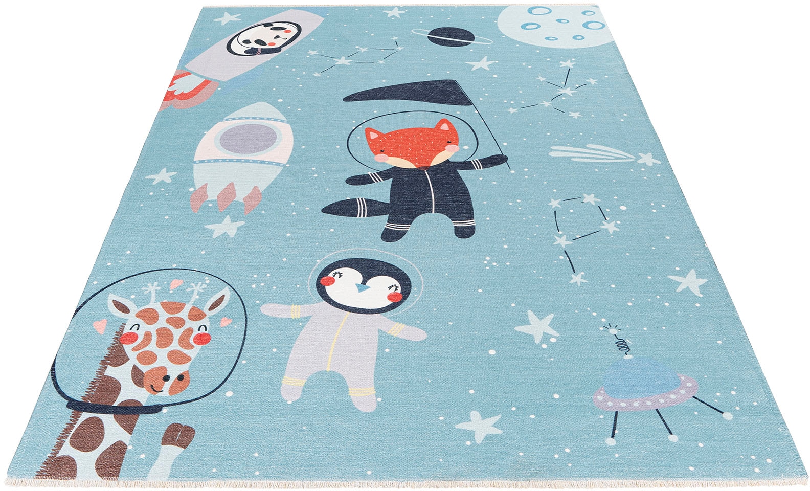 Image of Obsession Kinderteppich »My Greta 600«, rechteckig, 6 mm Höhe, Kurzflor, Motiv Tiere im Weltraum, mit Fransen, Kinderzimmer bei Ackermann Versand Schweiz