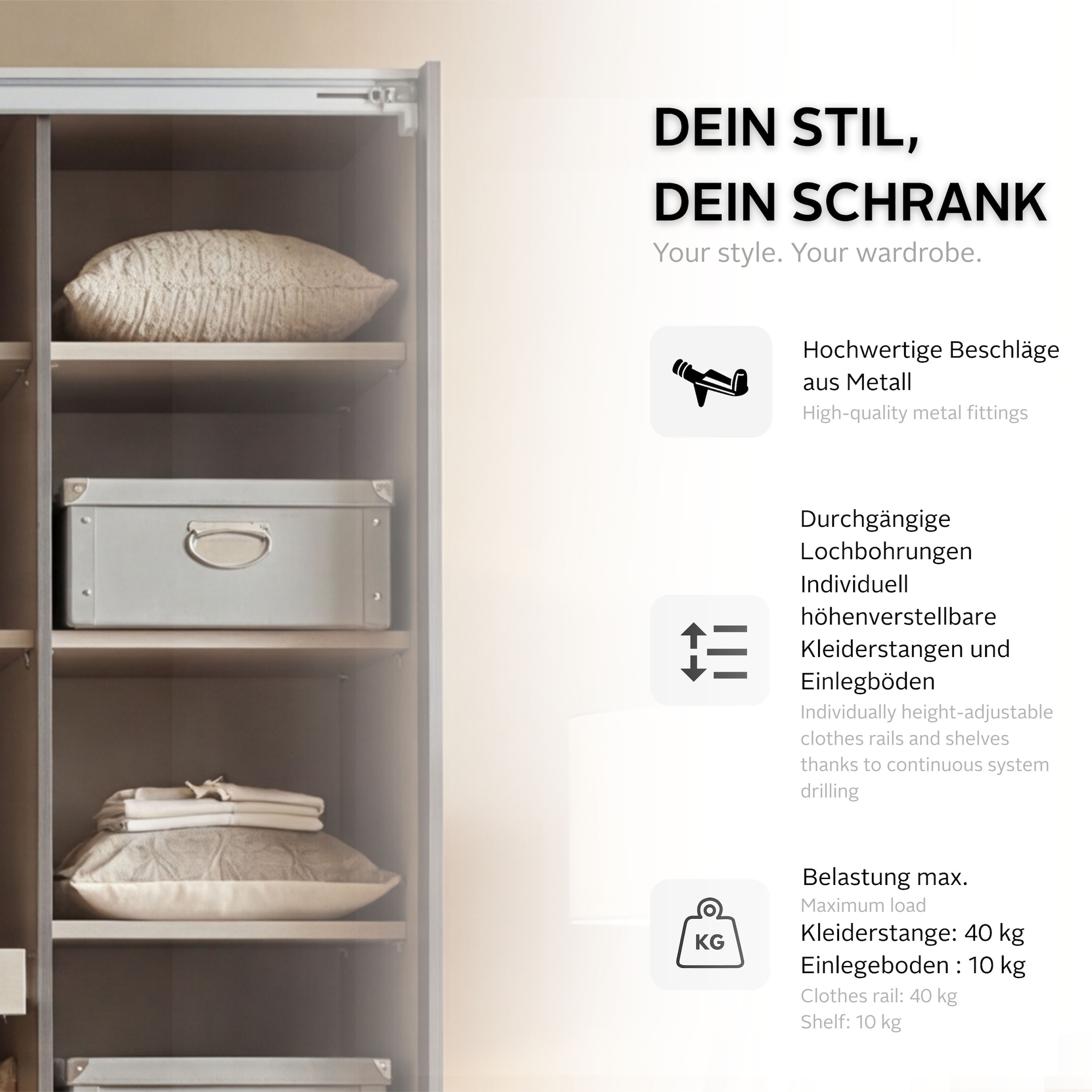 GOODproduct Kleiderschrank »Mehrzweckschrank Aktenschrank Möbel Mietswohnung TOPSELLER OTELI« 3 Ausstattungen BASIC/CLASSIC/PREMIUM (inkl. SOFT-CLOSE-FUNKTION),  Breiten 203/271/315/360 cm Höhen 210/229 cm MADE IN GERMANY