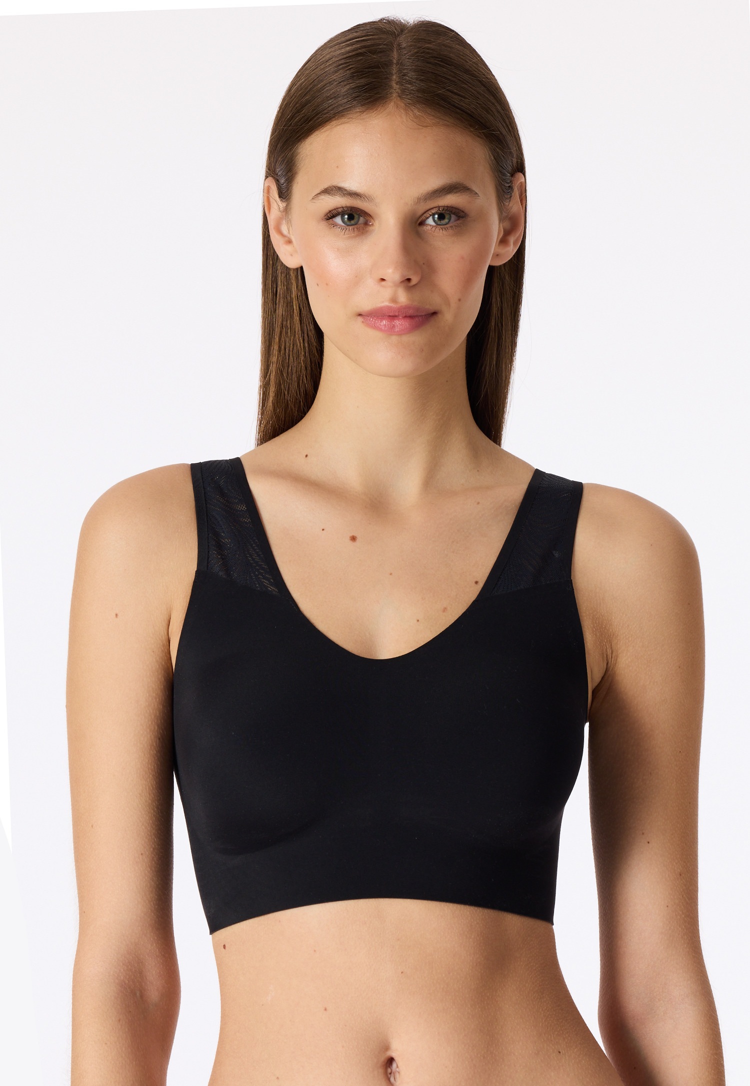 Image of Schiesser Bustier "Invisible Soft Lace" herausnehmbare Pads, Spitzeneinsatz, V-Ausschnitt