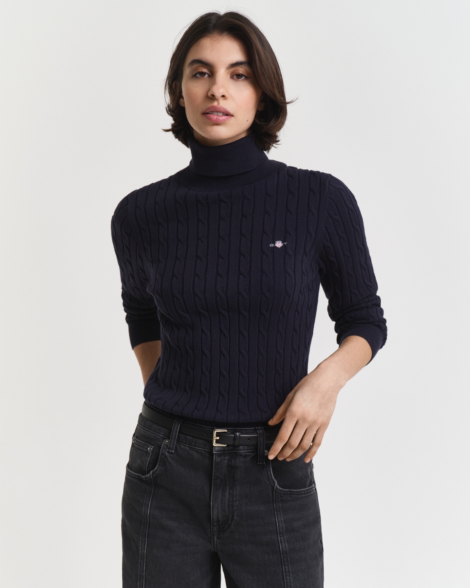 Gant Rollkragenpullover »STRETCH COTTON CABLE TURTLENECK«, mit Zopfmuster