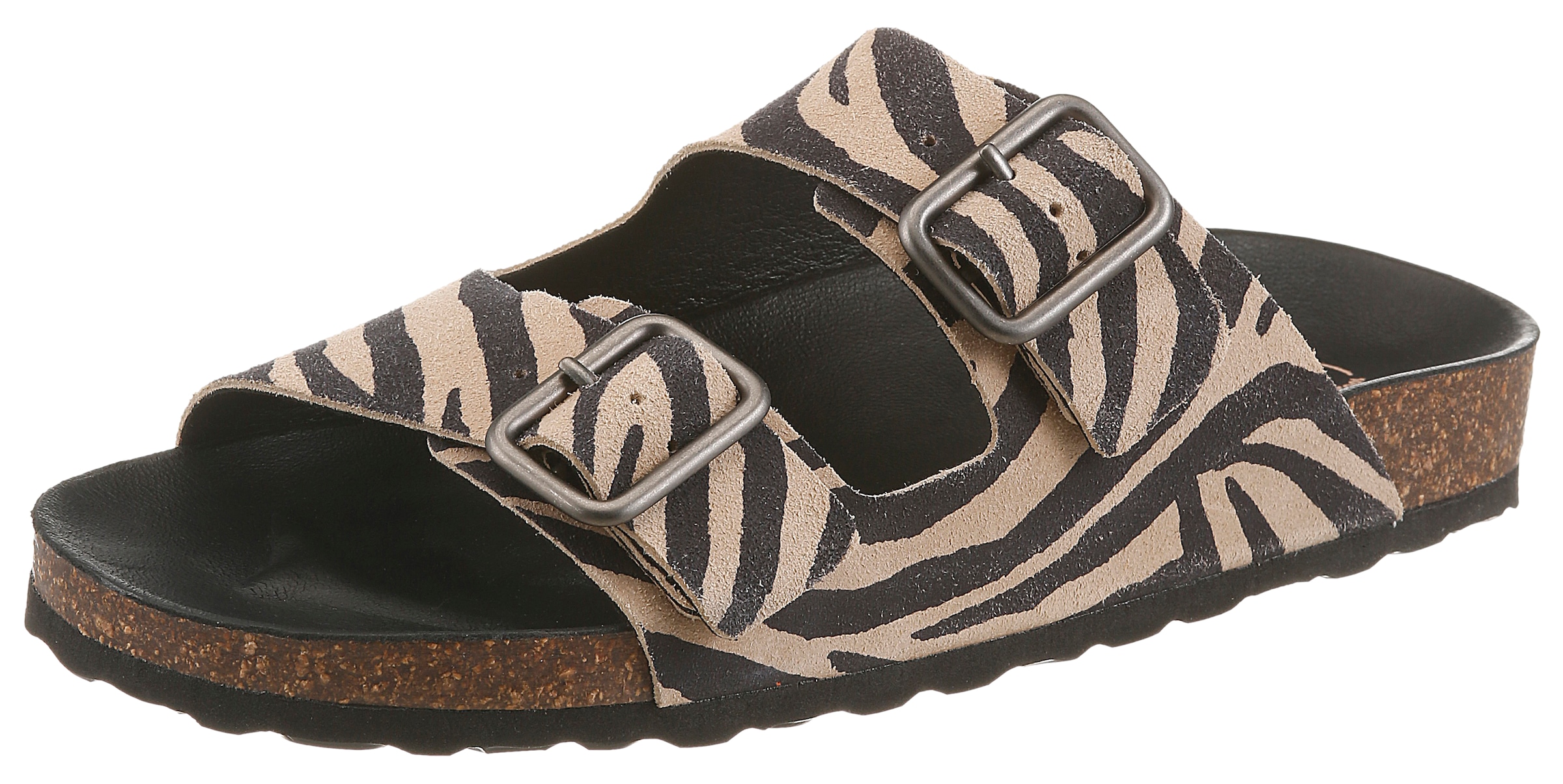 Image of VERBENAS Pantolette "RANDEL ZEBRA" Sommerschuh, Hausschuh, Urlaubsschuh mit zwei verstellbaren Schnallen
