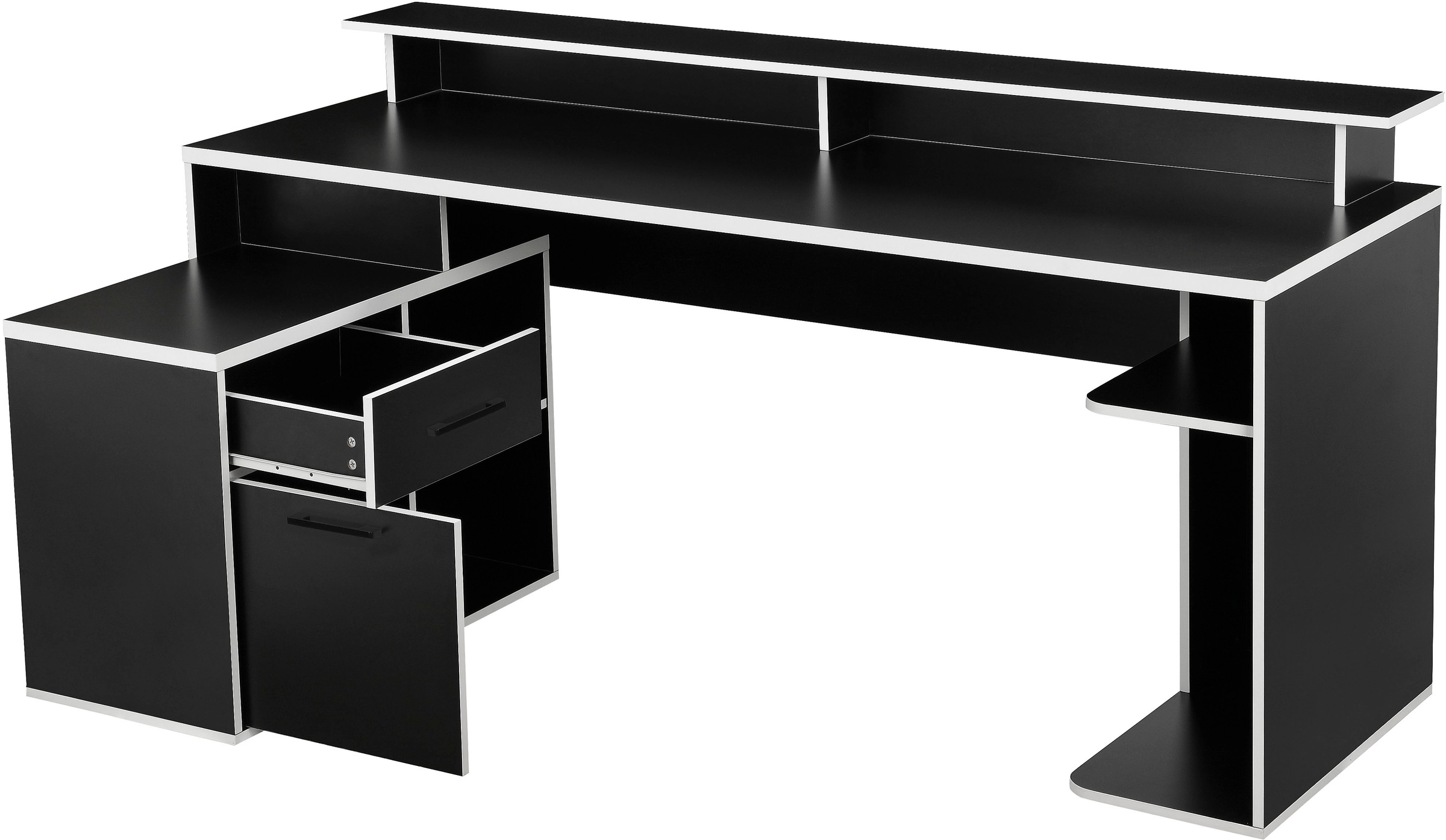 Image of GOODproduct Gamingtisch "Game, Computertisch, Eckschreibtisch", Towerfach, Kabeldurchlass, Monitoraufsatz, Stauraum, Masse 180x102 cm