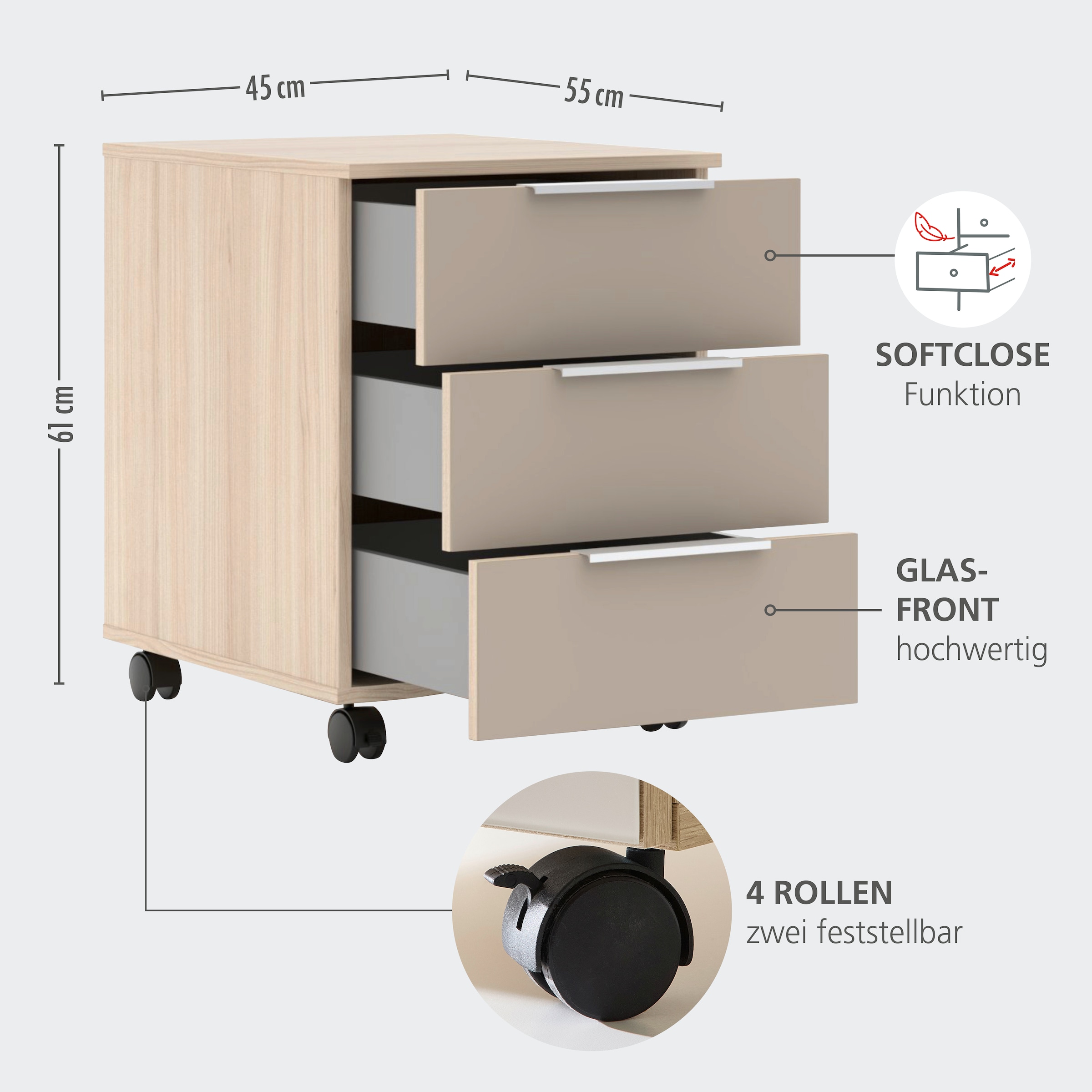 Innostyle Caisson à roulettes »Santorin« 1 cuis tlg. roulettes partiellement freinées