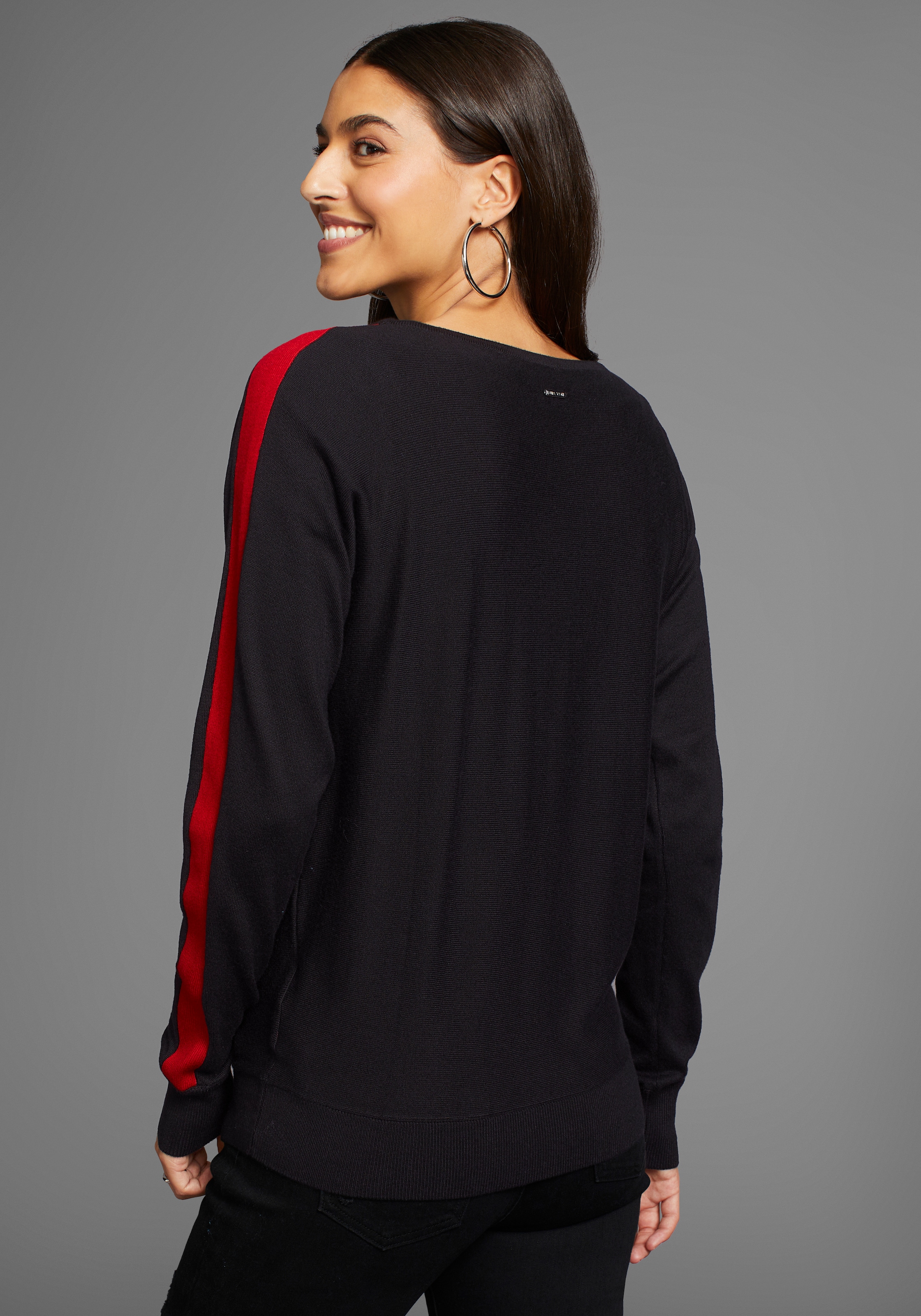 Laura Scott Longpullover, mit farblich abgesetzten Kontraststreifen