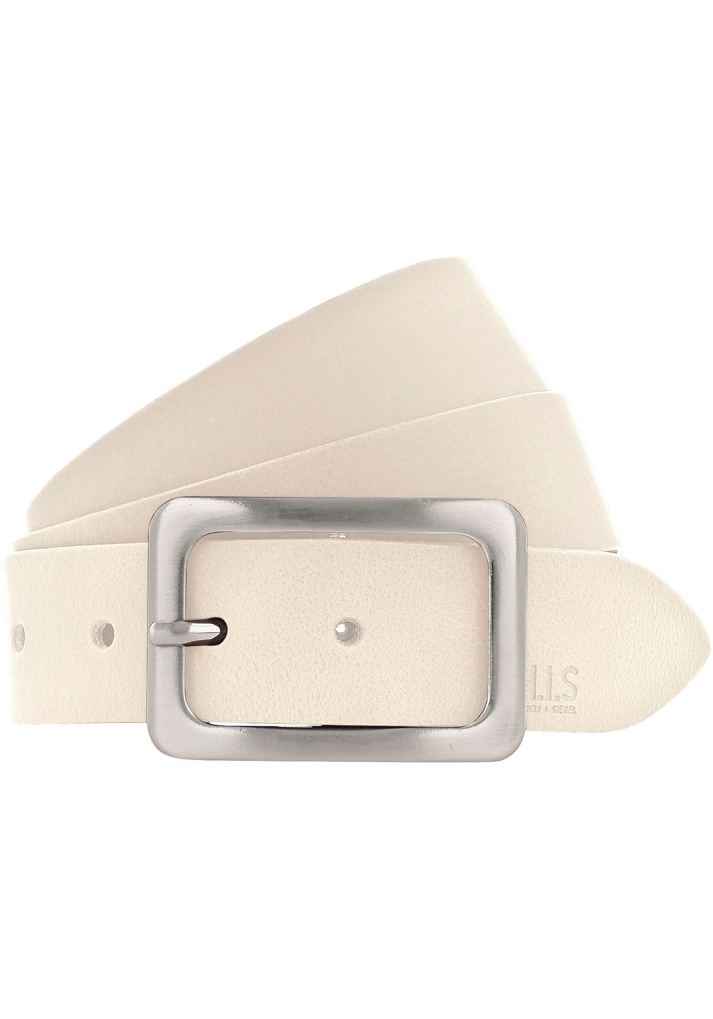 H.I.S Ceinture en cuir Fermeture en argent satiné brillant - bientôt NOUVEAU jusqu'à la taille 125 !