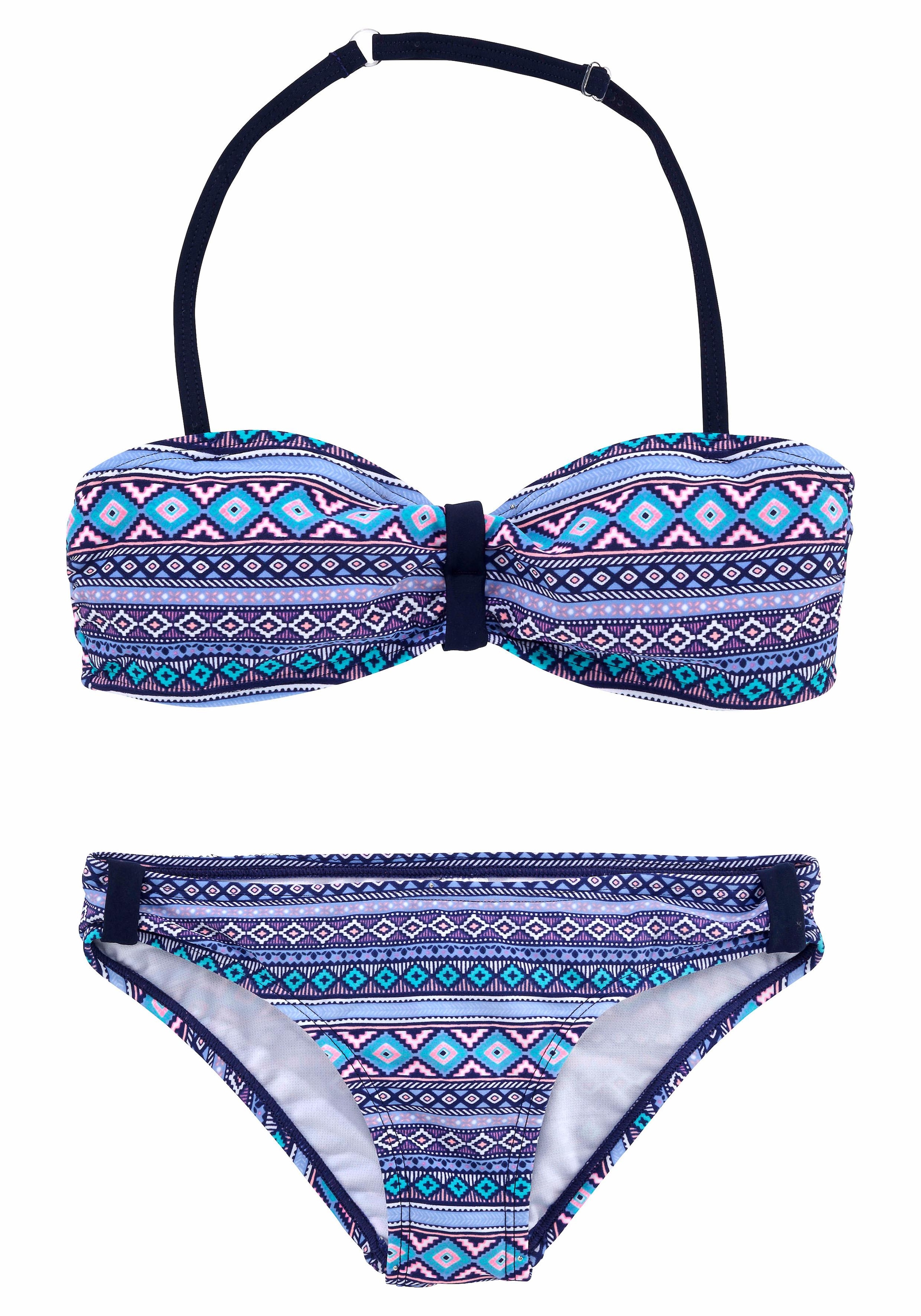 Bandeau-Bikini, mit grafischem Druck