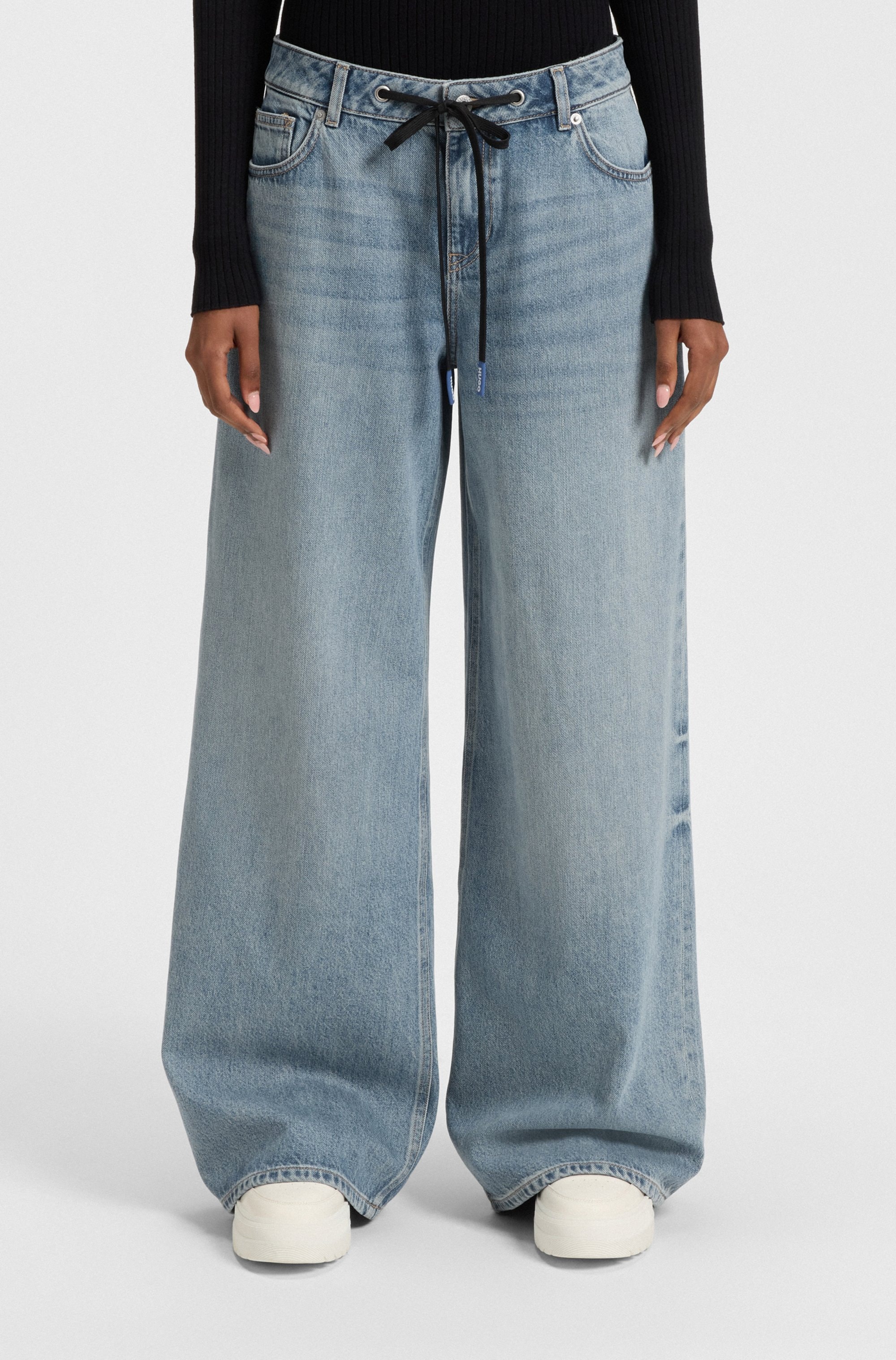 HUGO Blue Weite Jeans »Gobana«, Baggy Jeans mit Kordelzug zum Binden