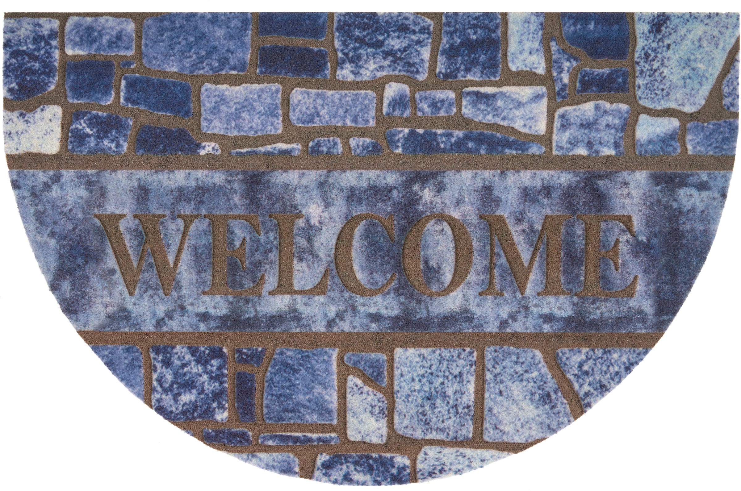 Image of Home affaire Fussmatte »Welcome Mauer«, halbrund, 6 mm Höhe, Design In und Outdoor geeignet, Eingang, Robust, Pflegeleicht, Rutschfest, Halbrund, mit Schrift bei Ackermann Versand Schweiz