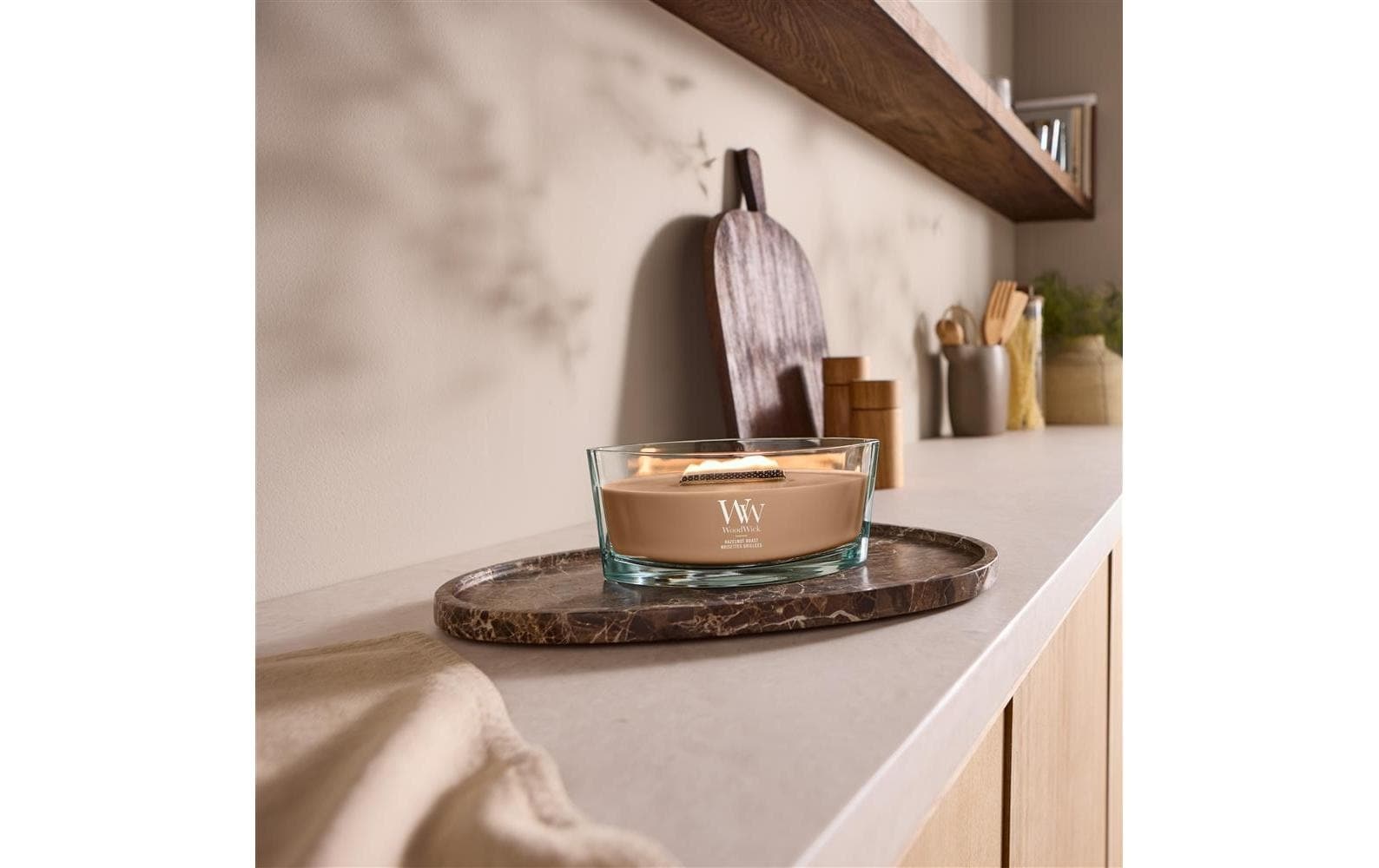 Image of Woodwick Duftkerze "Hazelnut Roast Ellipse"