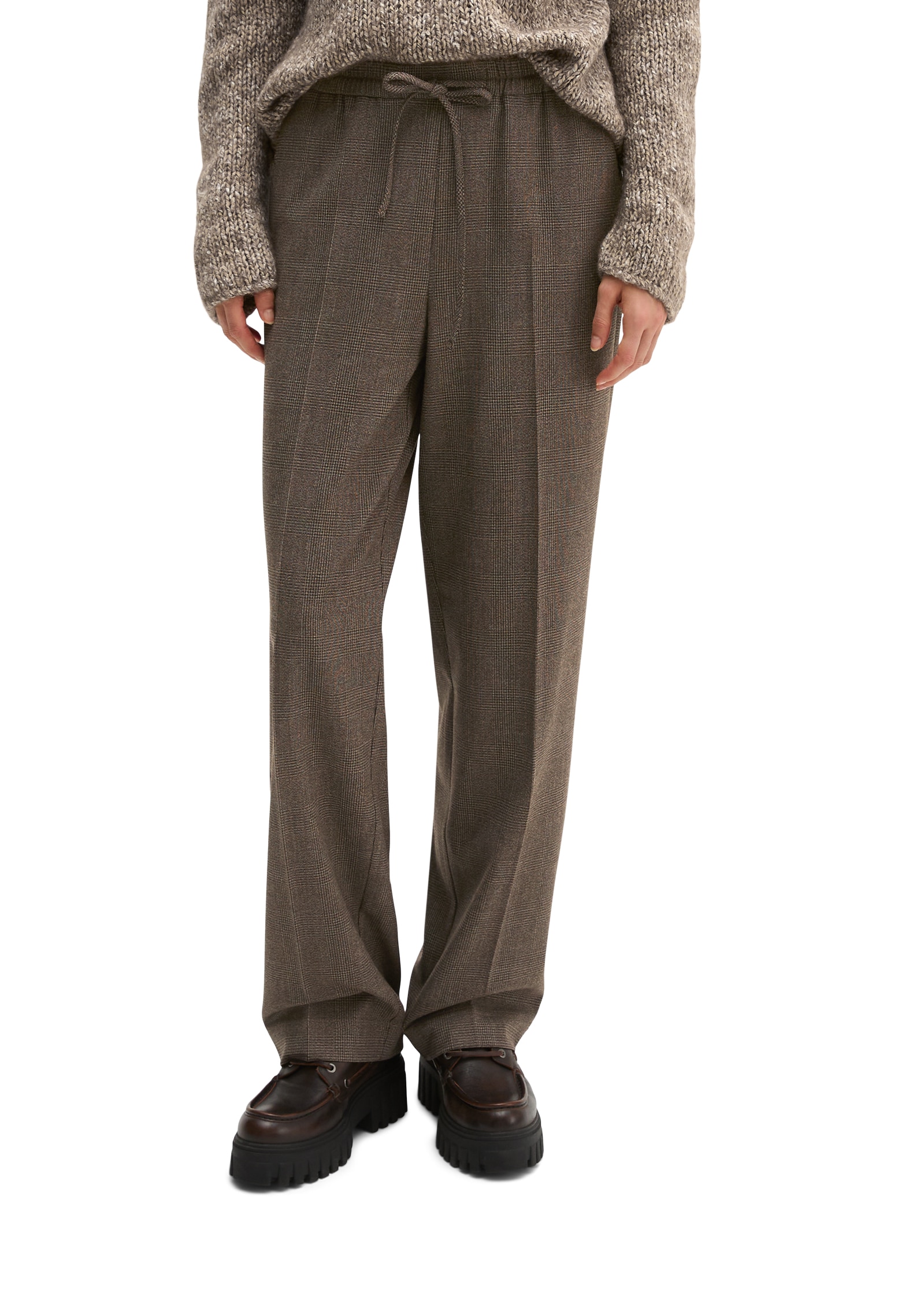 Image of Marc OPolo Schlupfhose "relaxed aus recyceltem Polyester-Viskose-Mix" Glencheck, Pull-on